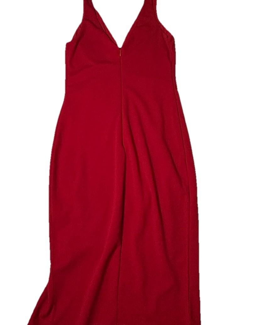 Lulus Women’s Small Red Sleeveless Dress A-Line Pencil V-Neck Slit