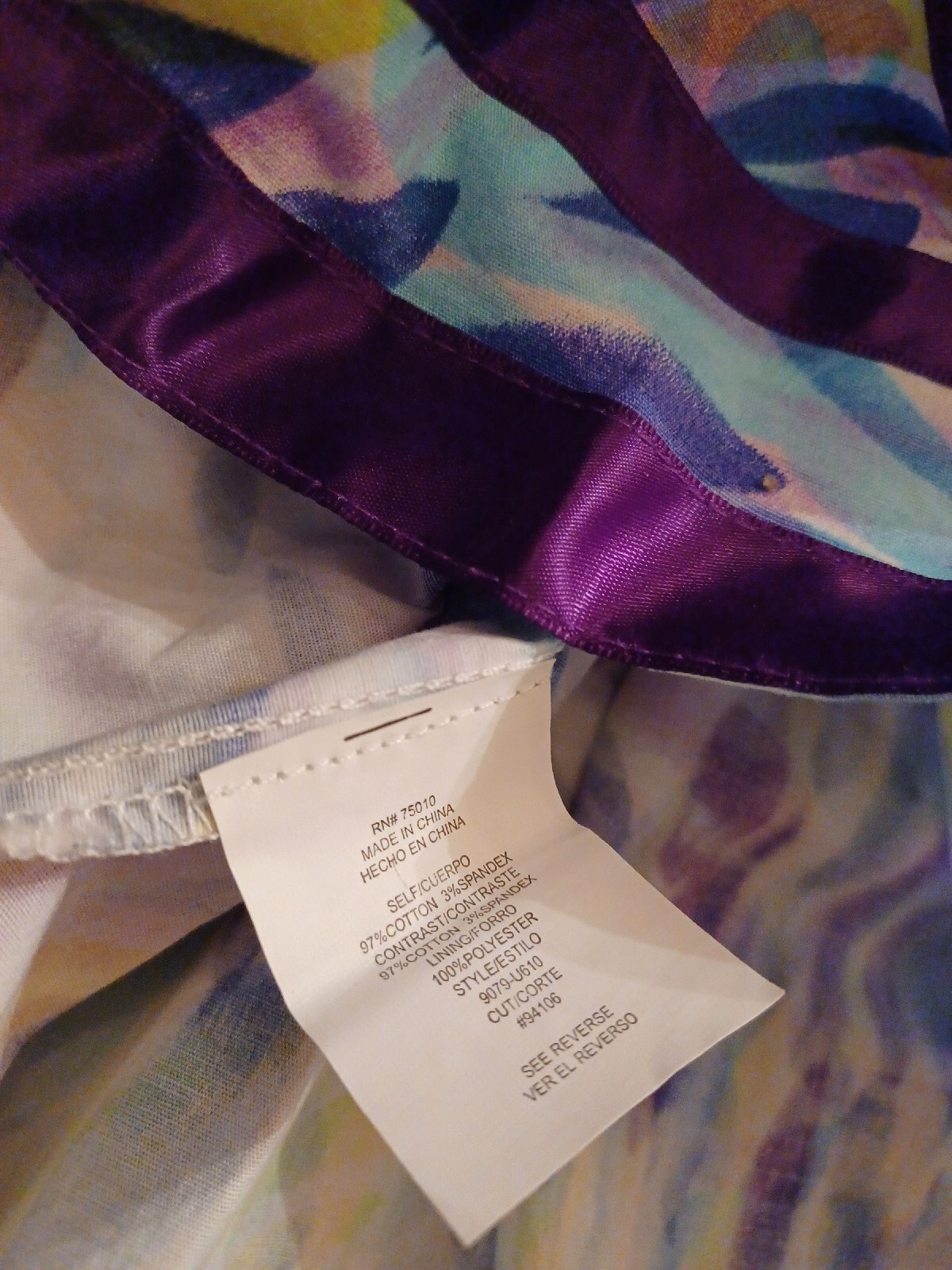 City Triangles Womens Purple Watercolor Floral Dress Reae Zip And Tie Sz 5
