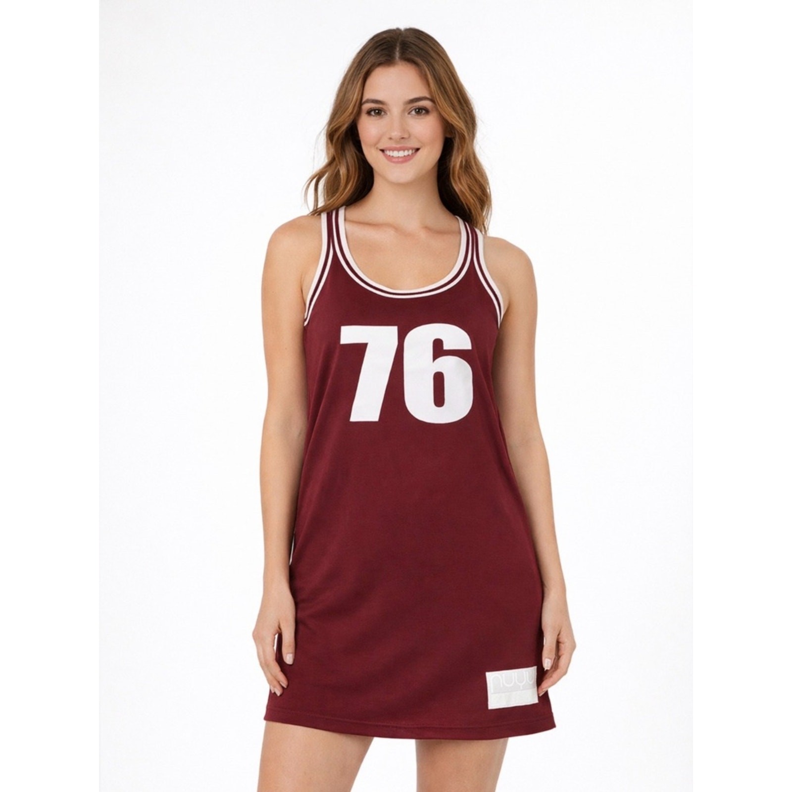 Maroon ’76’ Sleeveless Jersey Dress size small