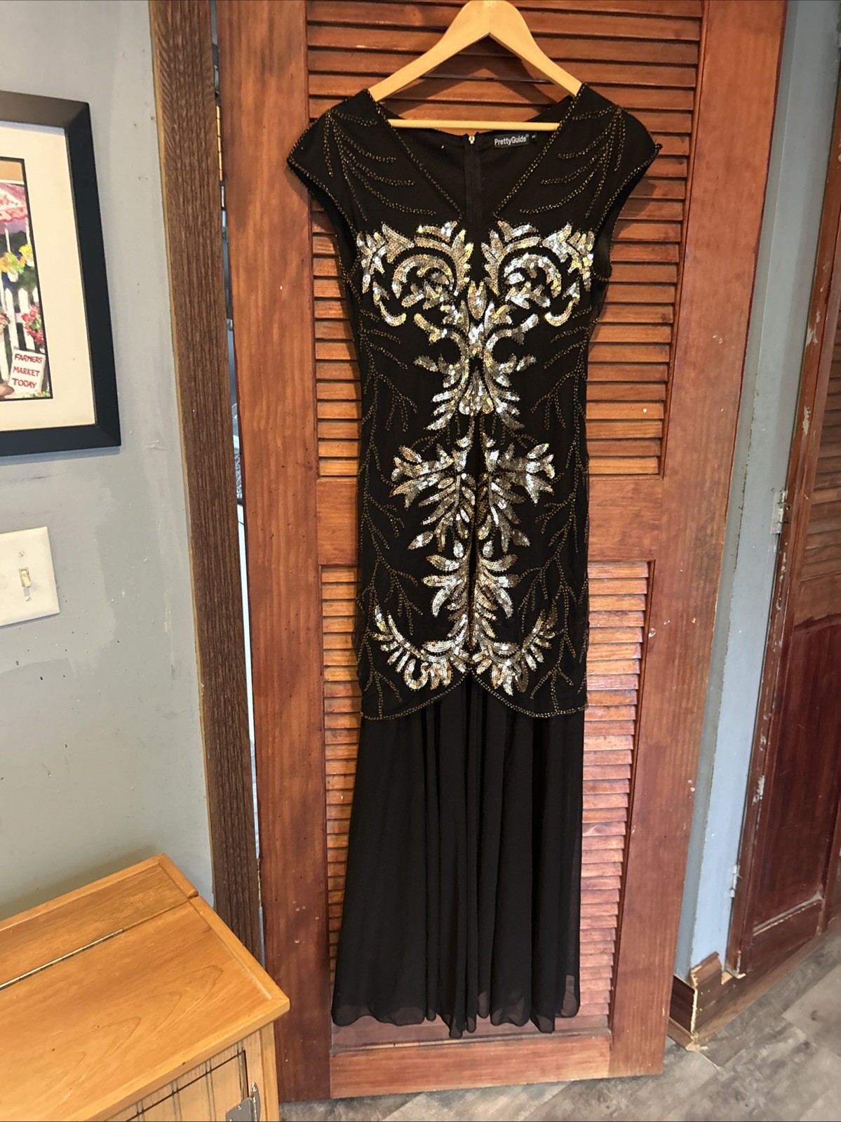 PrettyGuide Women ‘s 1920s Formal Evening Prom Dress Gold Small Women ‘s Dress