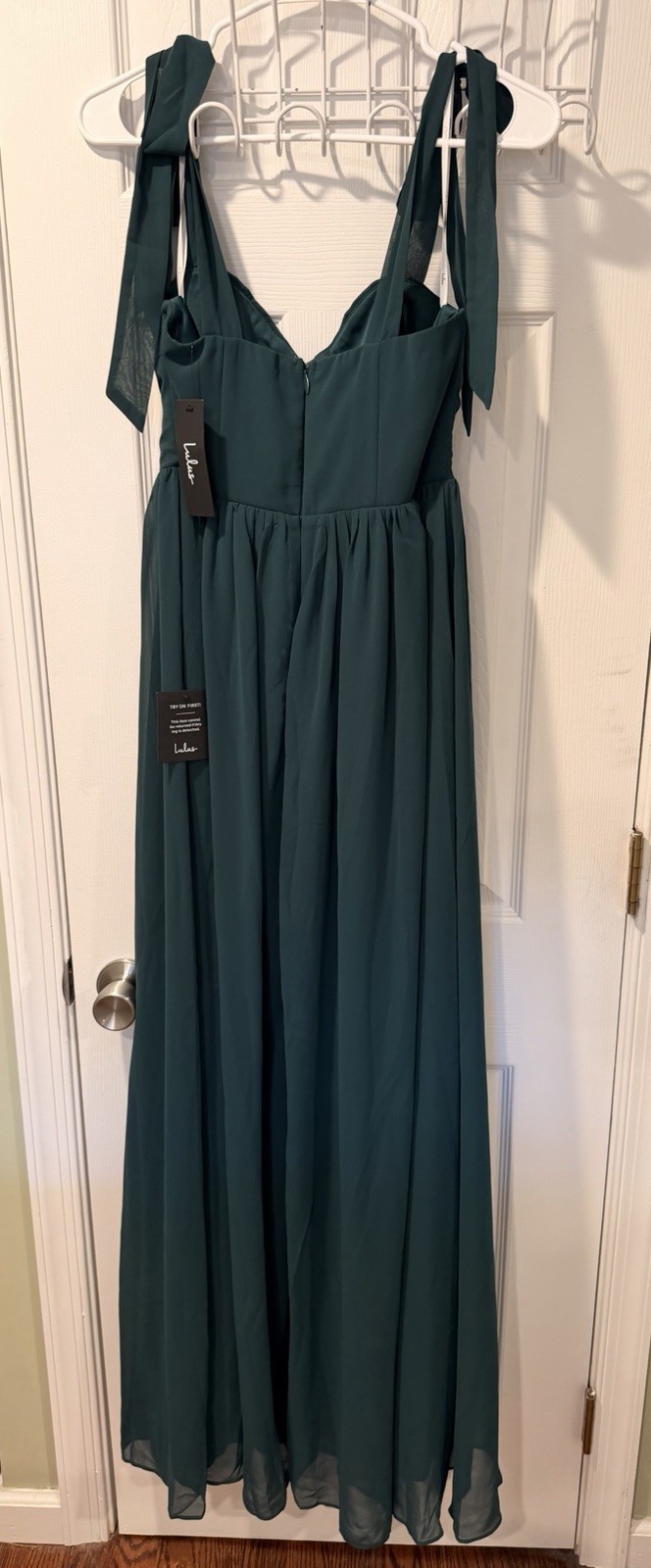 Lulus Radiant Charisma Emerald Chiffon Maxi Dress Size S