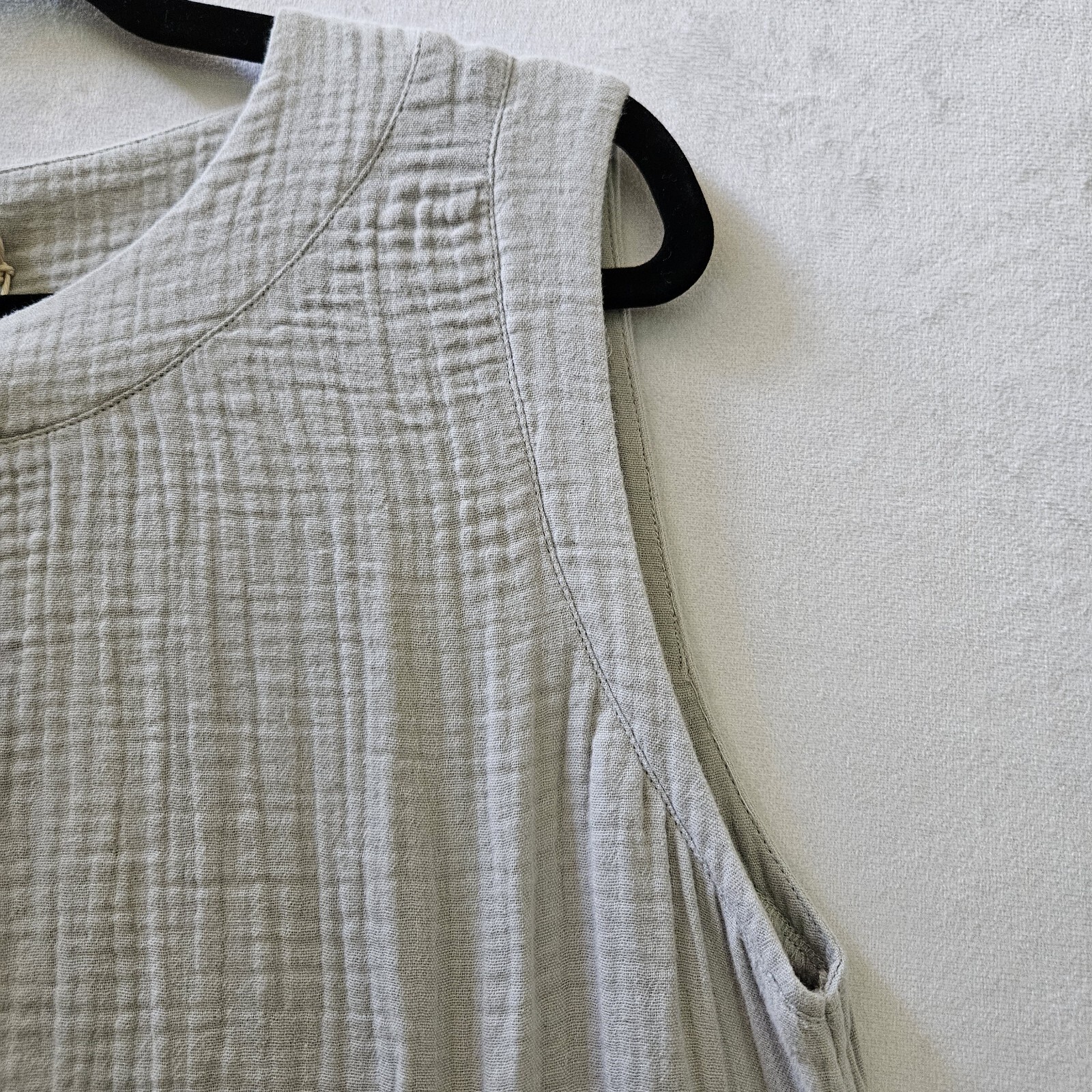 NWT FAHERTY Dress Sz M Dream Cotton Costa Grey Dawn Gauzy Midi Sleeveless Costal