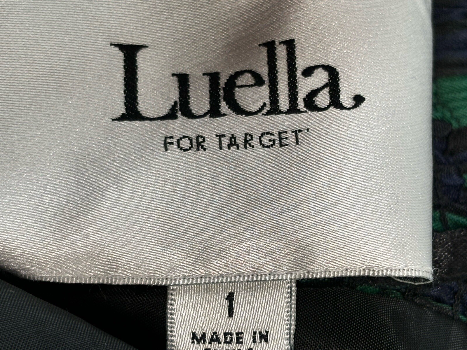 Luella Bartley for Target Mini Bubble Dress Sz 1 Green Navy Tartan Plaid Emo