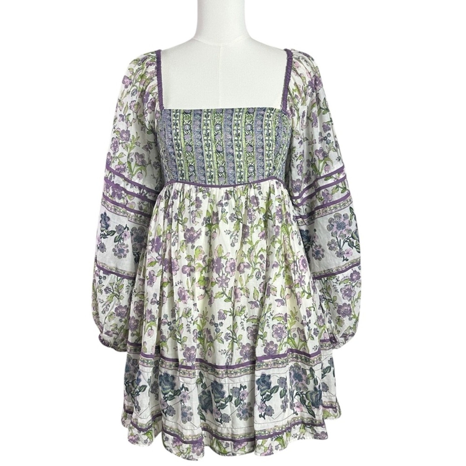 Free People Bohemian Retro 70s Endless Afternoon Floral Mini Dress Large