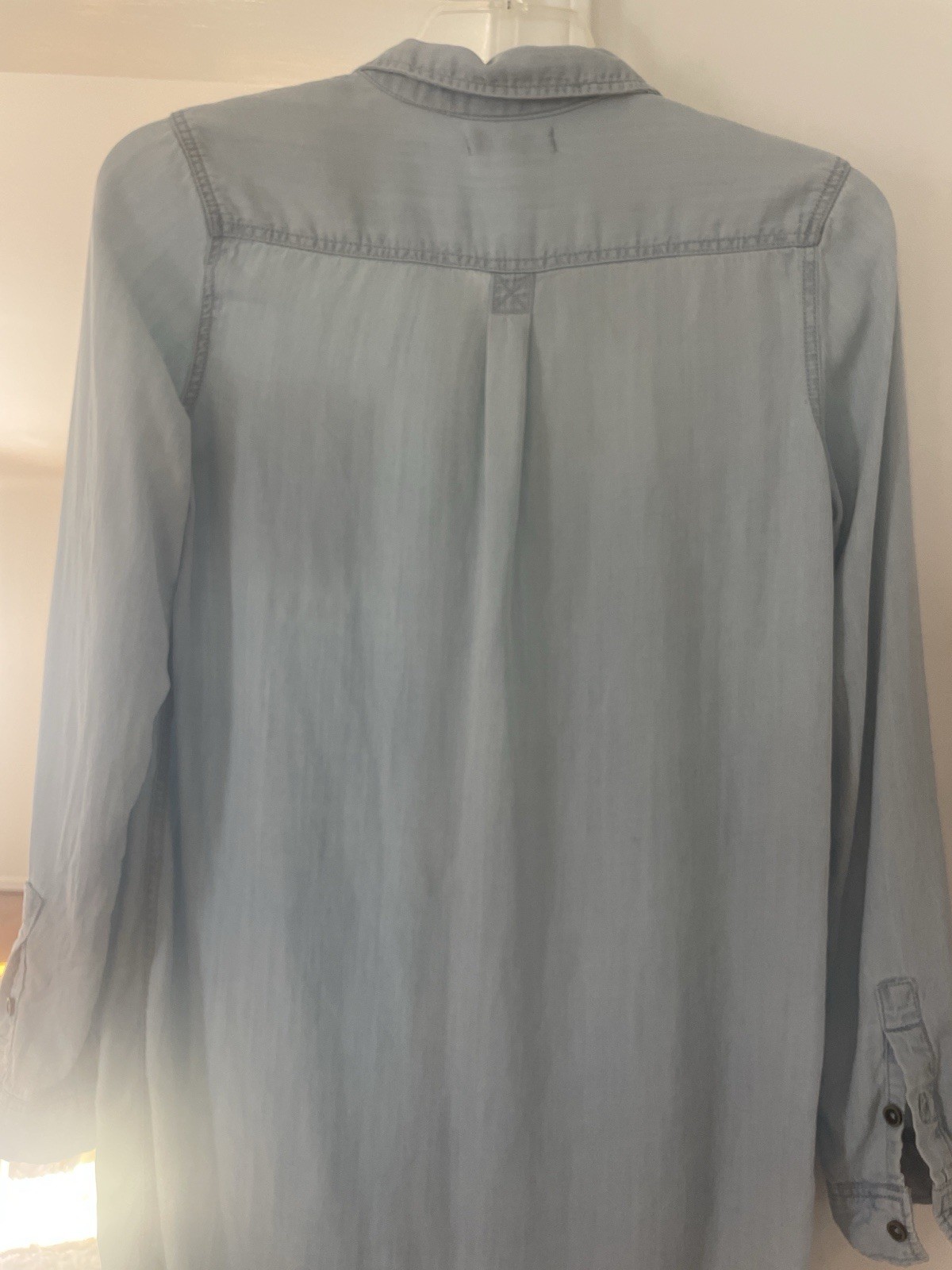 Life In Progress Light Chambray Denim Button Down Shirt Mini Dress Small