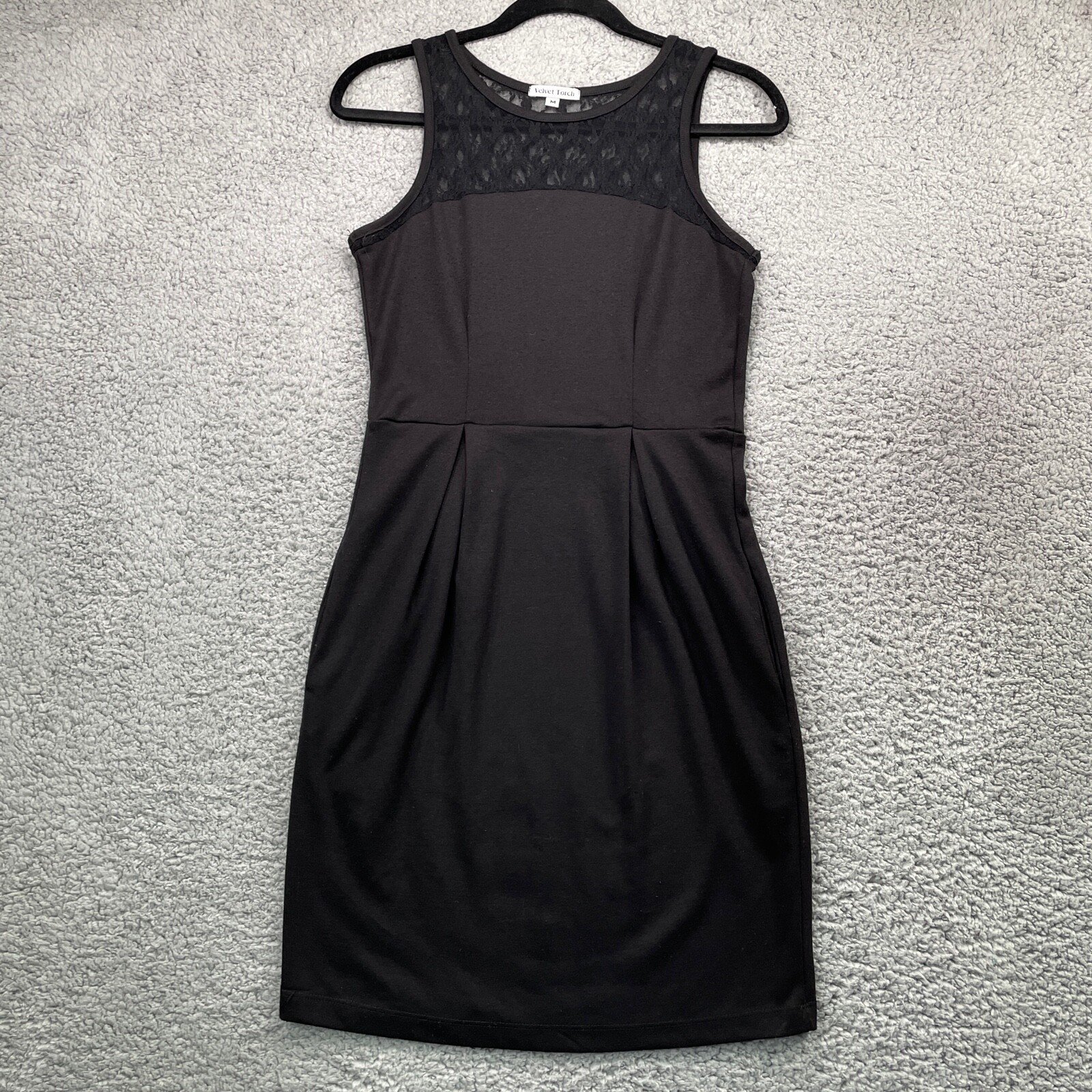 Velvet Torch Womens Dress Black Lace Stretch Scoop Neck Sleeveless USA Medium