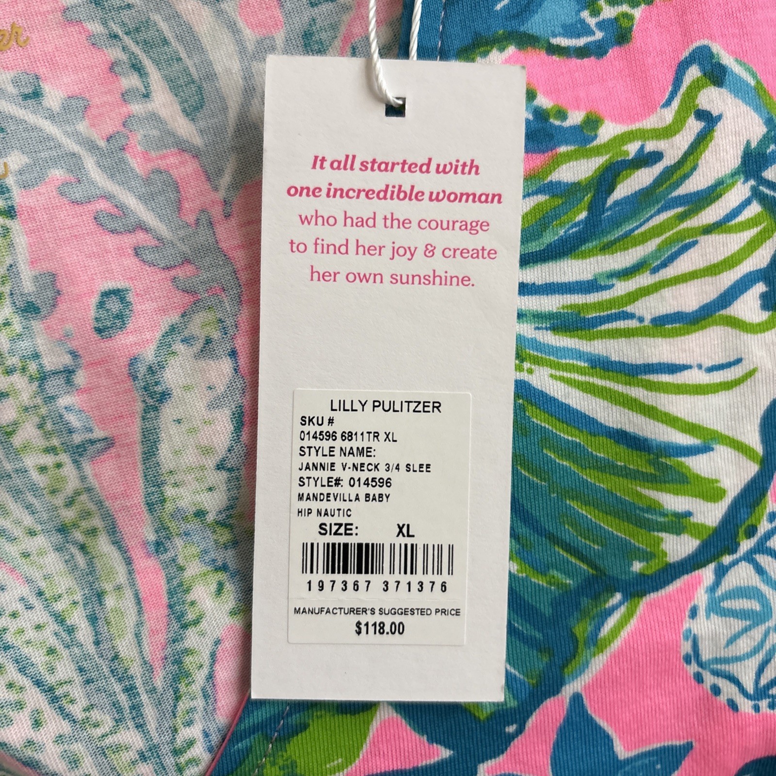 NWT Lilly Pulitzer Jannie V-neck 3/4 Sleeve Mandevilla Baby Hip Nautic Dress XL