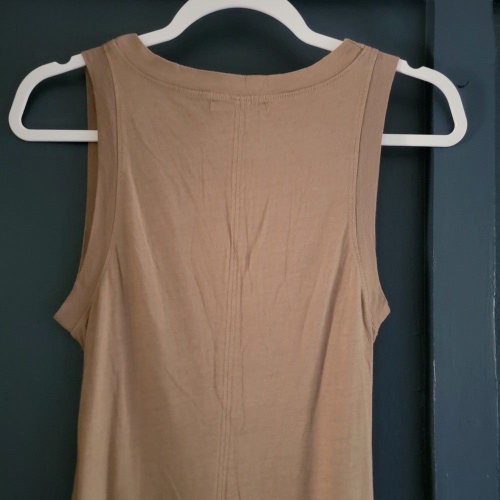 Michael Stars Solange Tie Detail Stretch Side Slits Maxi Dress Small Tan Brown