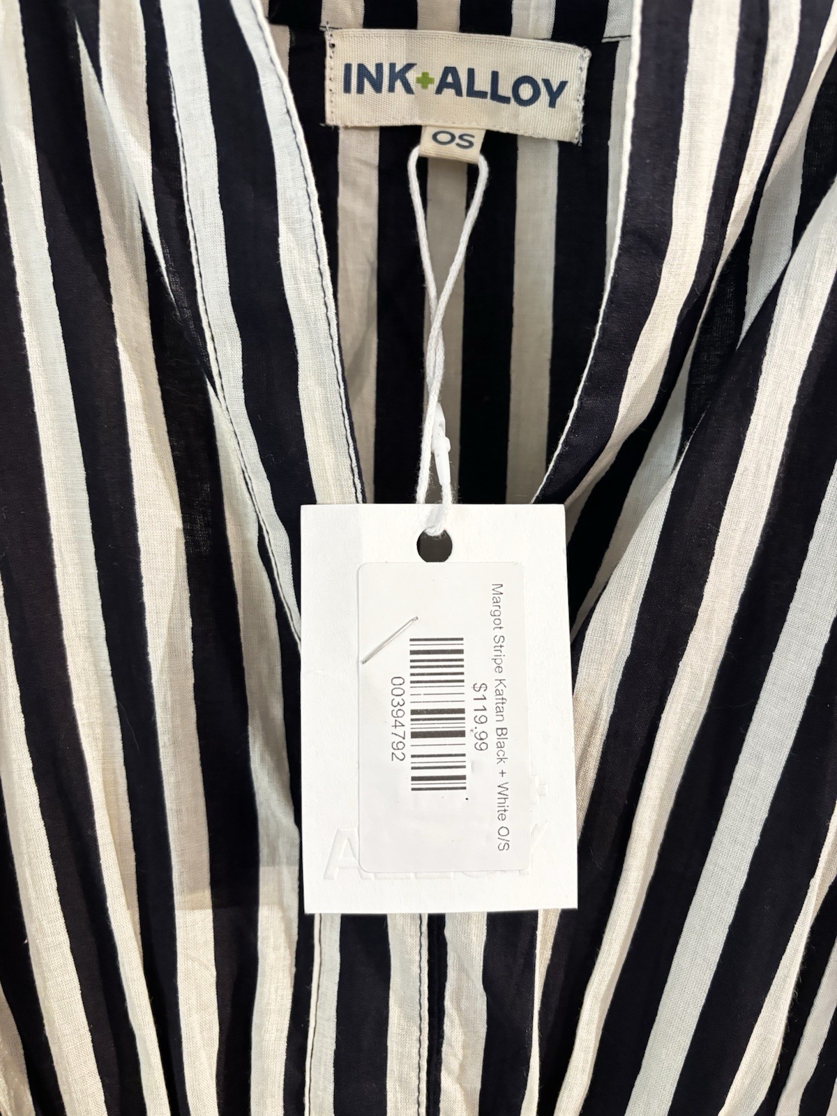 Ink+Alloy Margot Striped Kaftan Black and Cream One Size