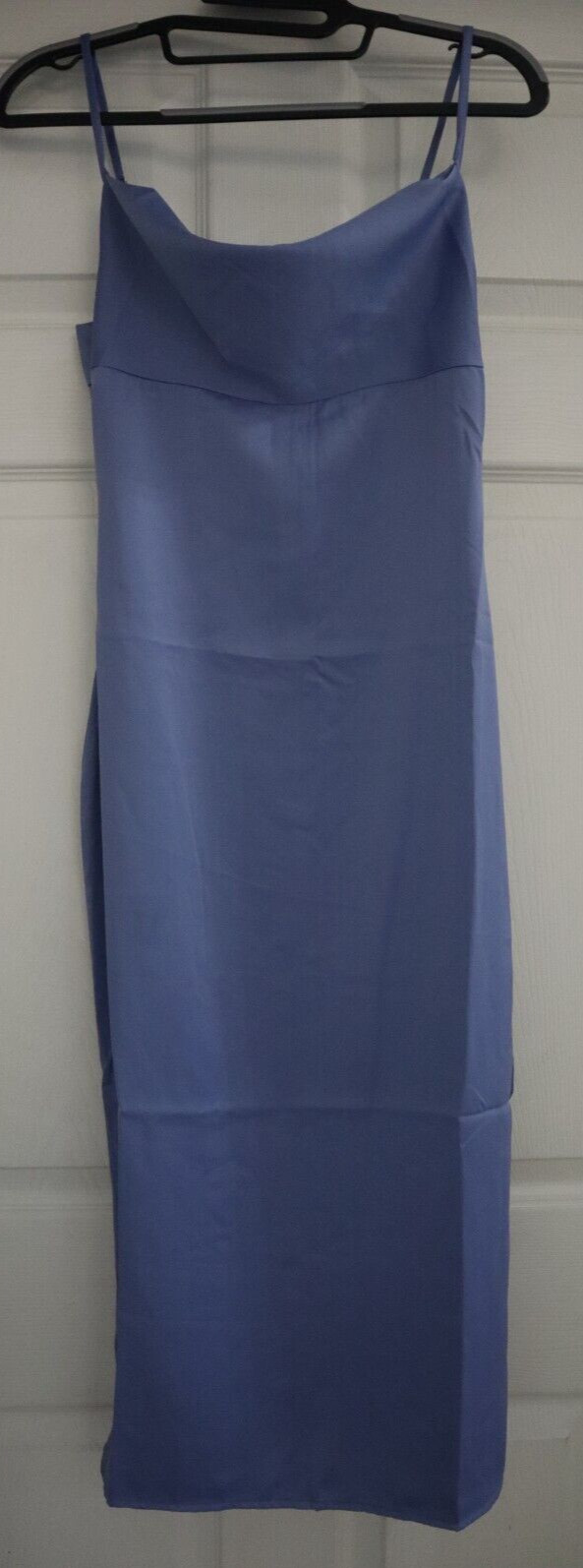WeWoreWhat WWD18-1 Women’s Sz 0 Slate Blue Cowl Midi Satin Charmeuse Dress $89