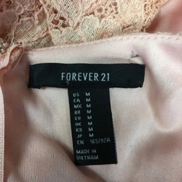 Forever 21 Dress Light Pink Sleeveless Lace Pleated Lined Women Size Medium