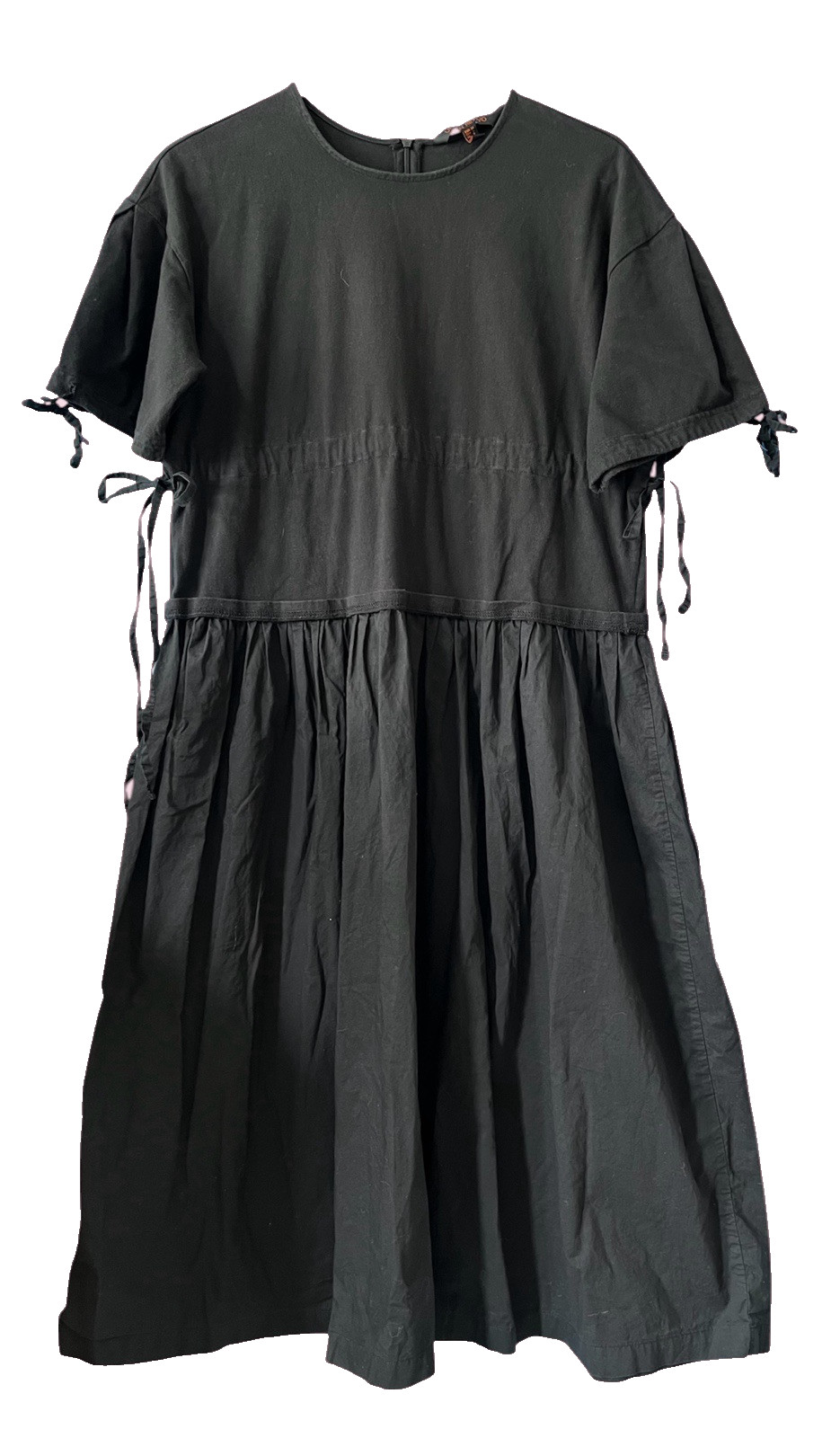 URBAN REVIVO Black Casual Dress Drawstring Sides Oversized Cotton Midi Size 2
