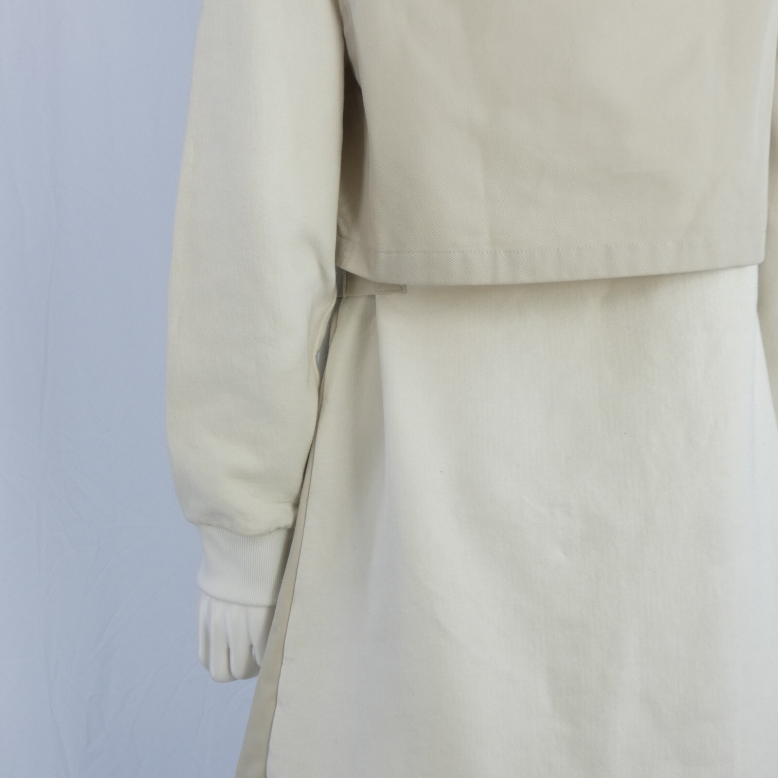 Initial LAyered Trench Coat Hoodie Dress Beige Japanese Street Style Designer M