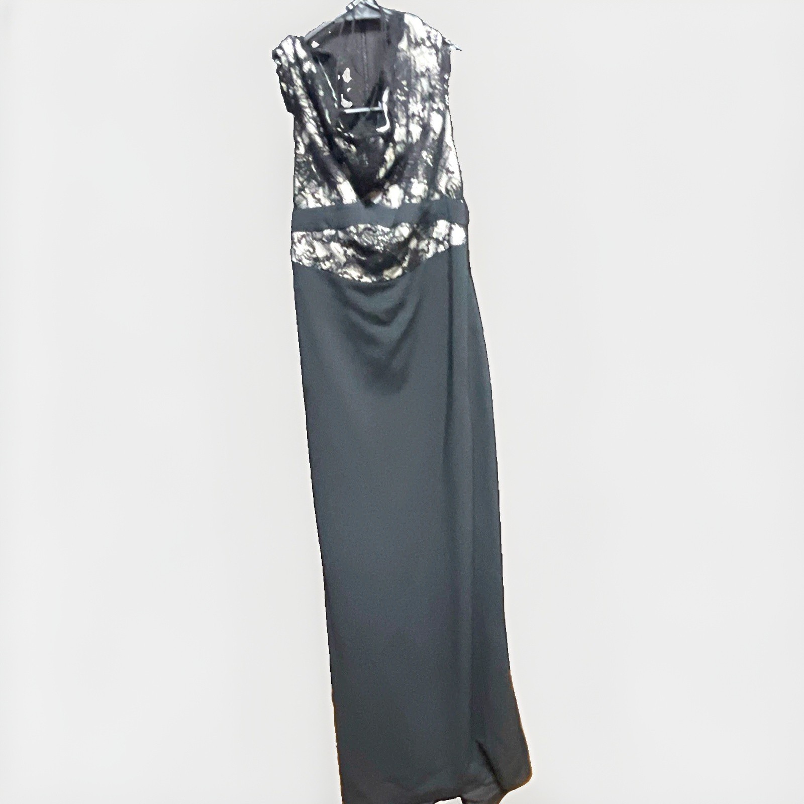 Antonio Berardi Black Floral Lace Off Shoulder Long Gown Dress 44 BCF490A