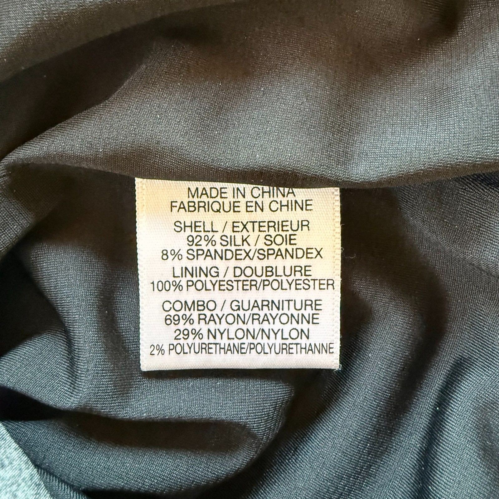 NWOT Helmut Lang Silk Draped Colorblock Graphite Grey & Black Mini Dress Size 2