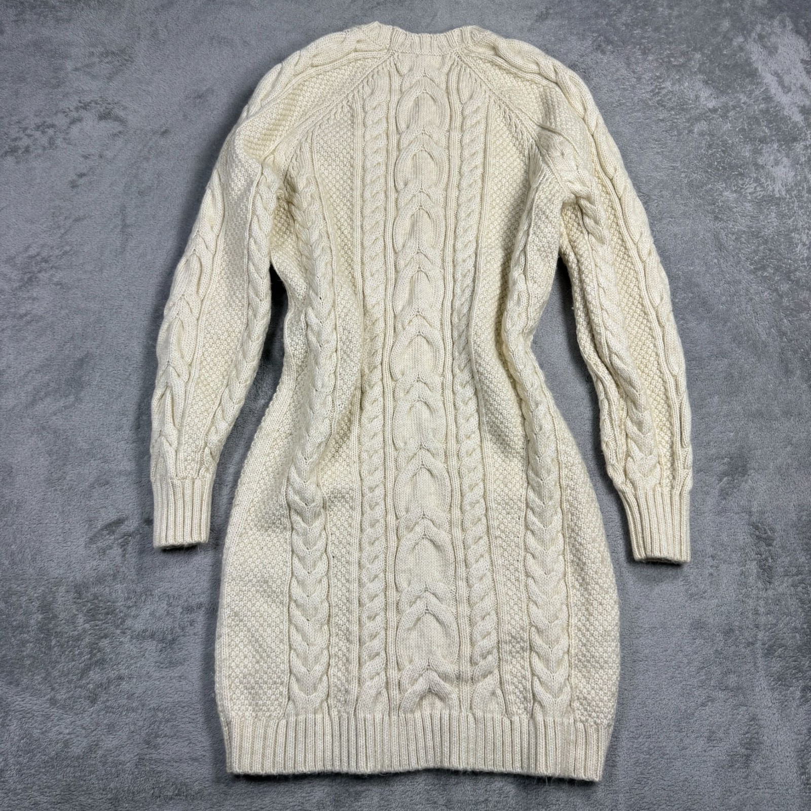 Polo Ralph Lauren Cream Cable Knit Sweater Dress Womens XS Preppy Quiet Luxury