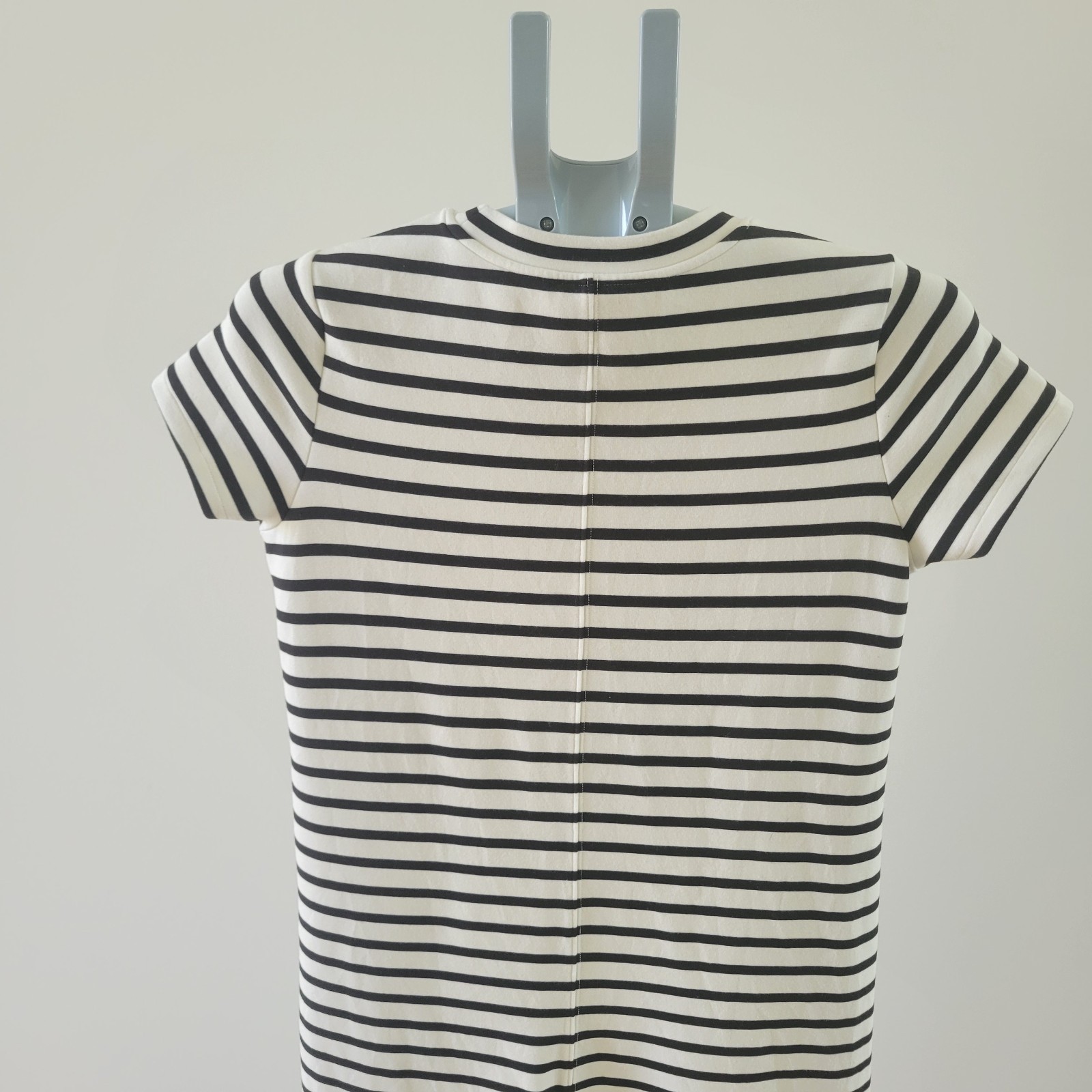 SPANX AirEssentials Striped Maxi T-Shirt Dress –Small – Black & Cream Side Split