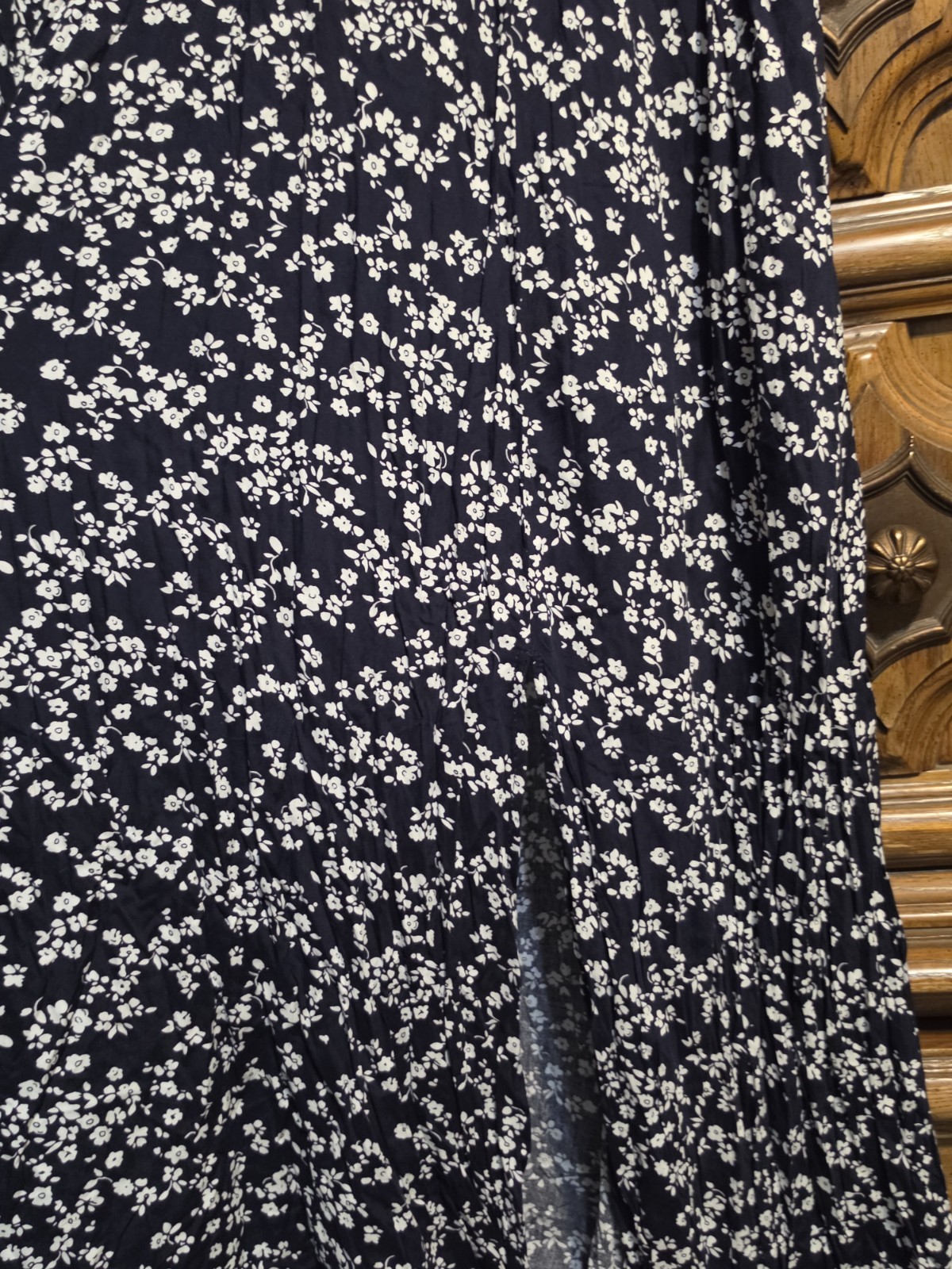 Bloomchic Navy Blue/White Floral V-Neck Short Sleeve Maxi Dress Plus Size 26