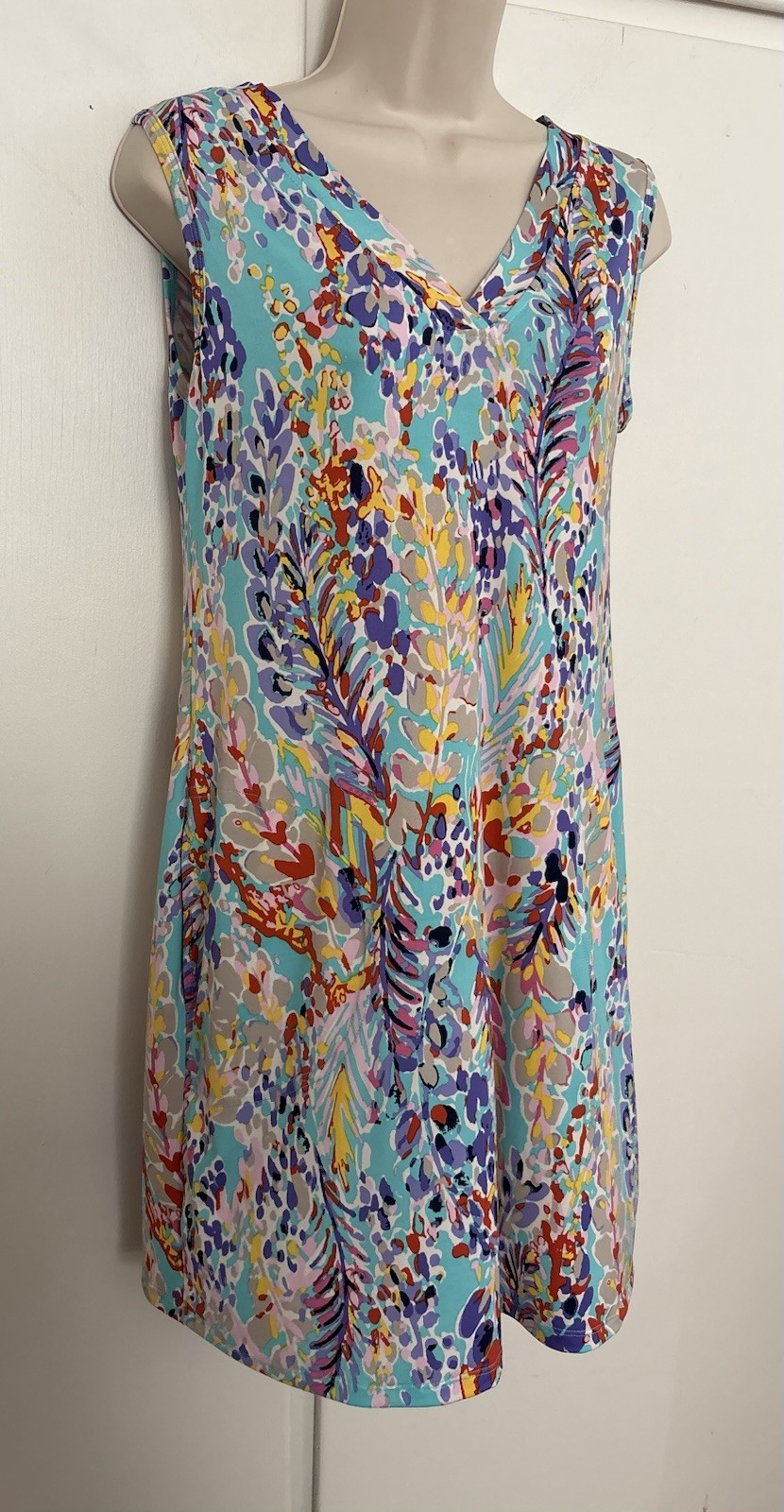 Flawless Women’s Stretchy Medium Colada Co. Spring Meadow Aqua Callie Dress II
