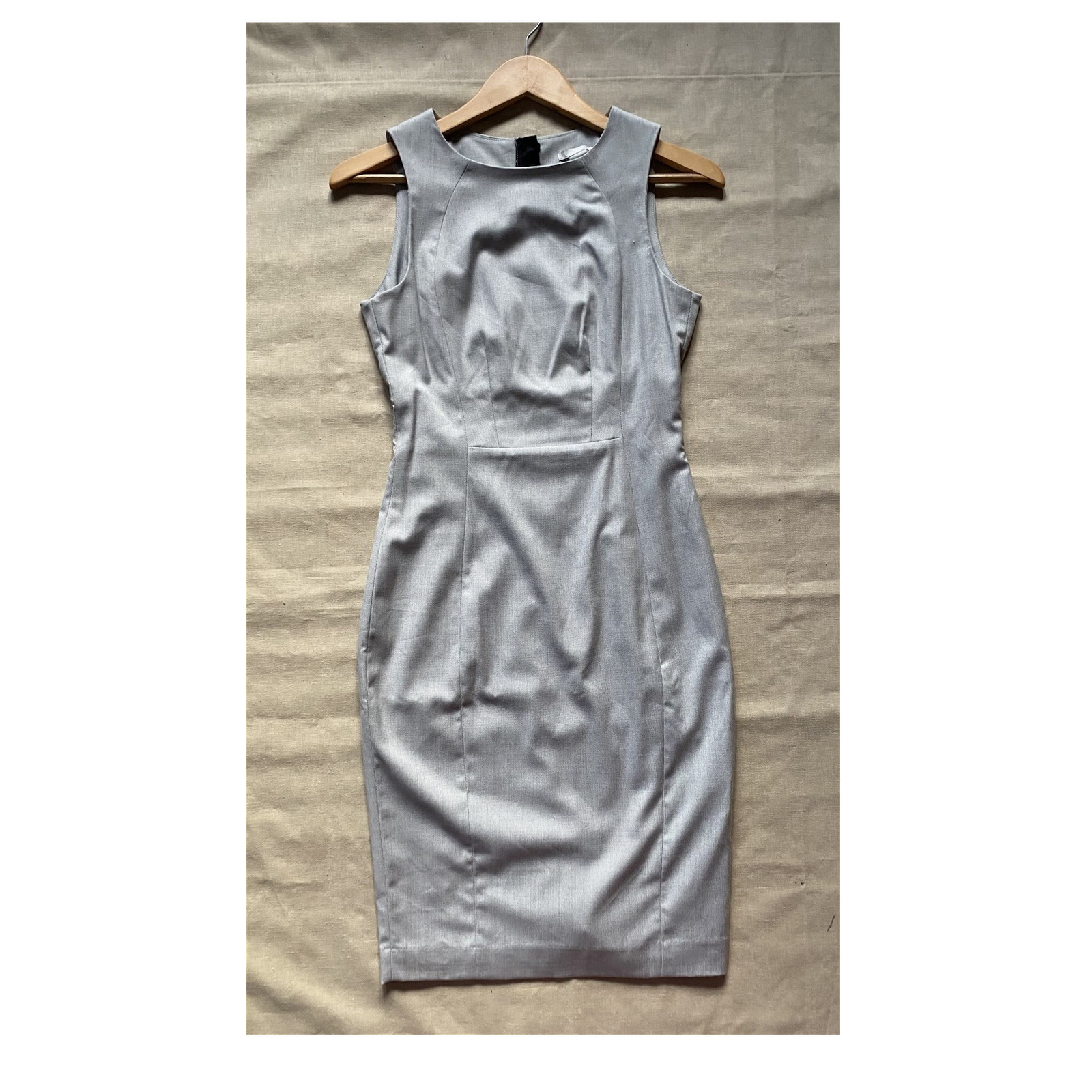 H&M Grey Micro-Pattern Sleeveless Sheath Dress Size 6 Business Professional Work