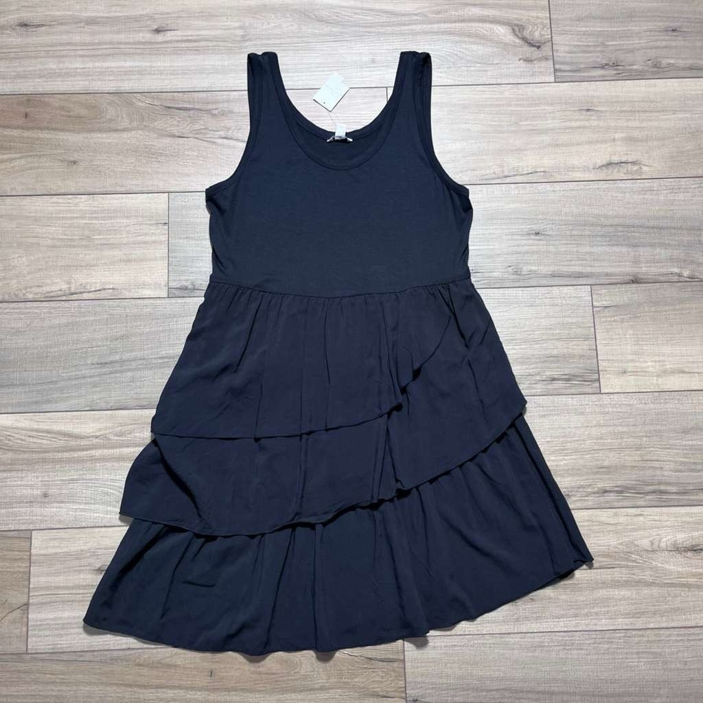 C EST. 1946 Womens Tiered Scoop Neck Tank Dress Size Large Black