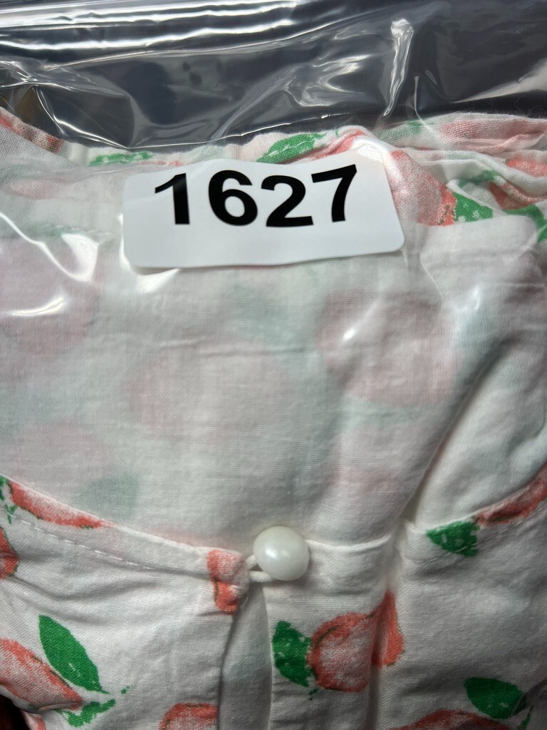 Smocked Dress Peach all Over Print Long Sleeve Keyhole Collar Layered Lined 32in
