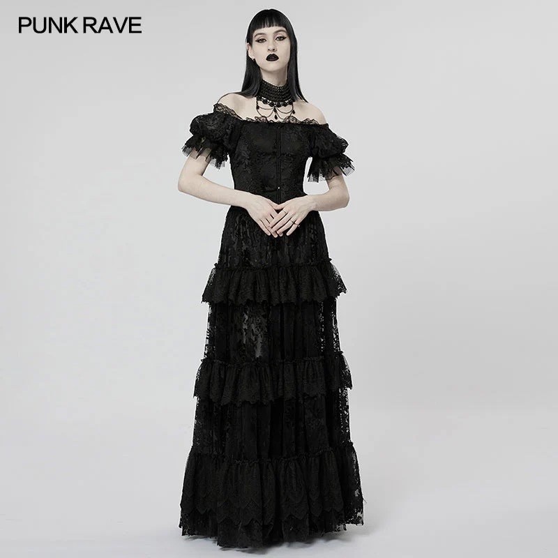 Punk Rave Goth Gorgeous Print Dress Women S Victorian Whimsigoth Lace Romantic