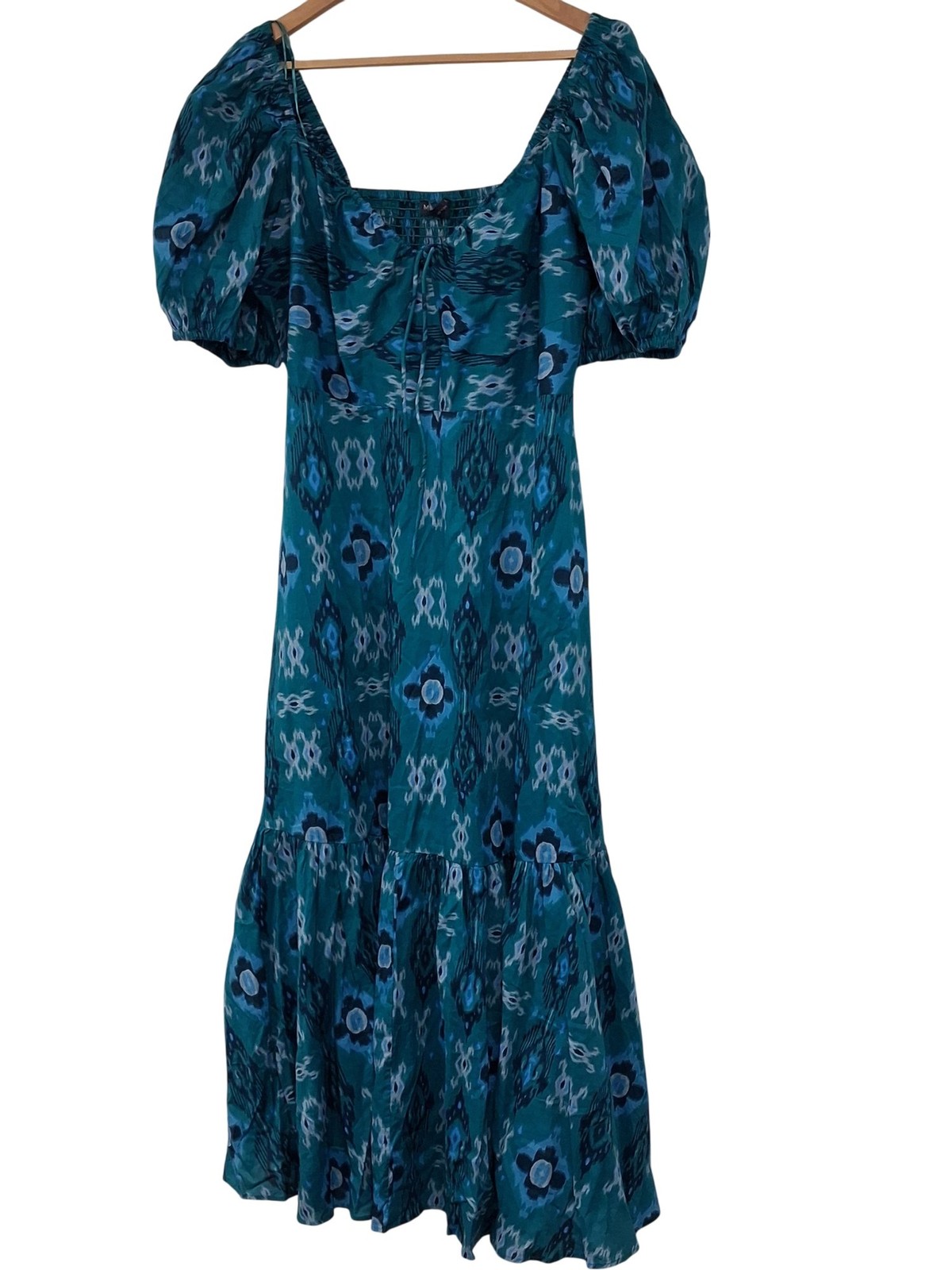 M&S Collection Women’s Midi Dress Size 16 Blue Floral Puff Sleeve