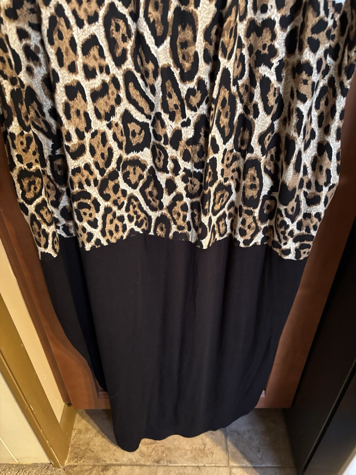 CY Fashions Black White Color Block Summer Leopard Maxi Dress Pockets