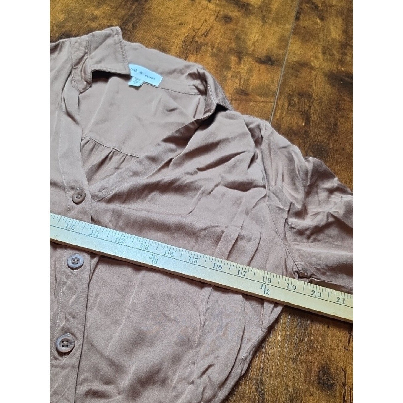 CLOTH & STONE | EcoVero Chocolate Brown Tan Button Front Maxi Shirt Dress | M