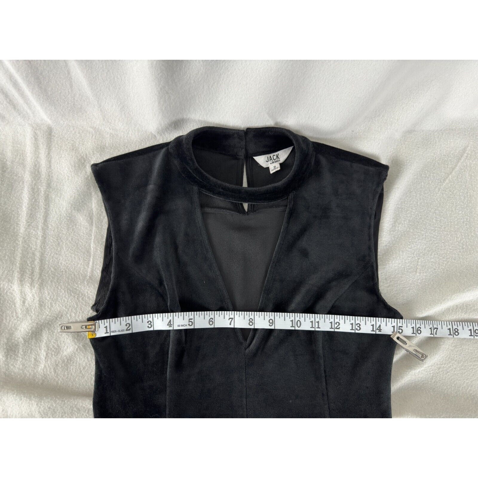 Jack: BB Dakota Sz 2 (S) Black Velvet Sleeveless V-Neck Midi Dress Slits & Mesh