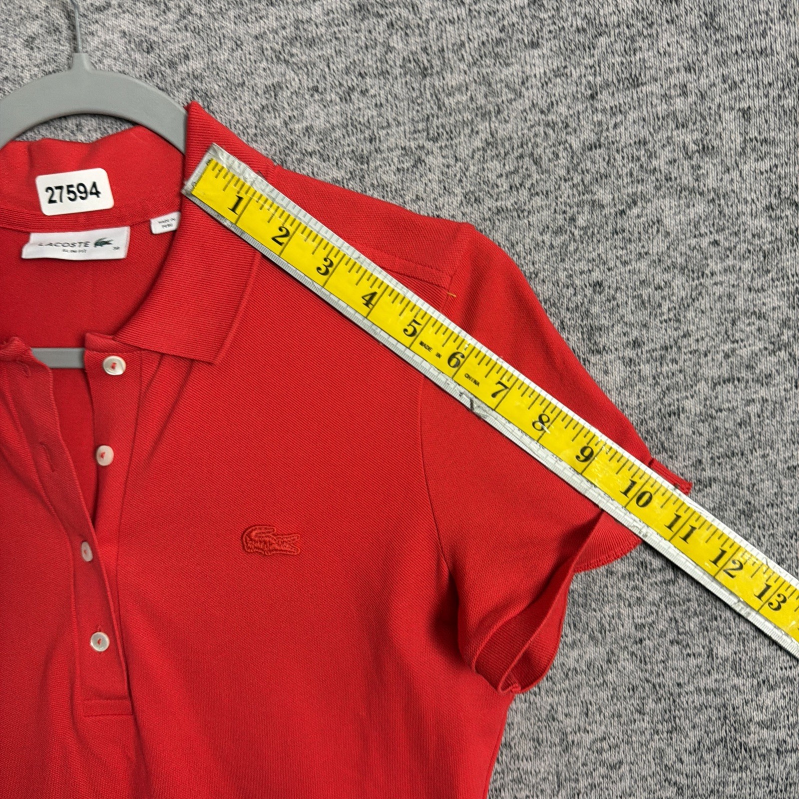 Lacoste Women’s 38 Solid Red Short Sleeve Pique Polo Dress