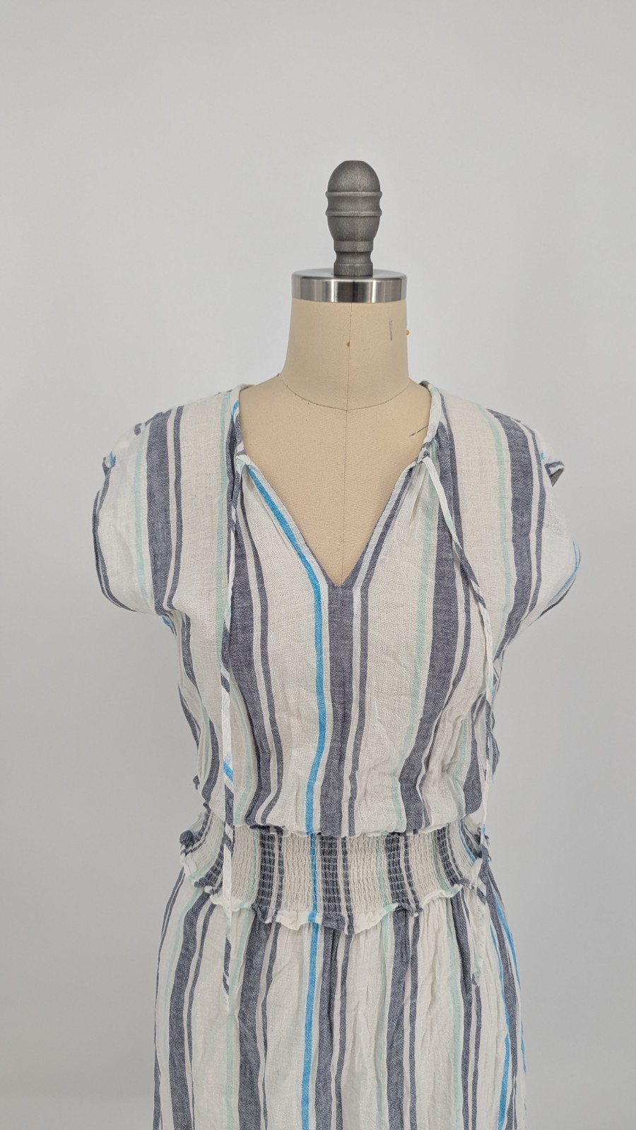 Rails Ashyln Aegean Blue Striped Blouson Dress size XSmall nautical preppy