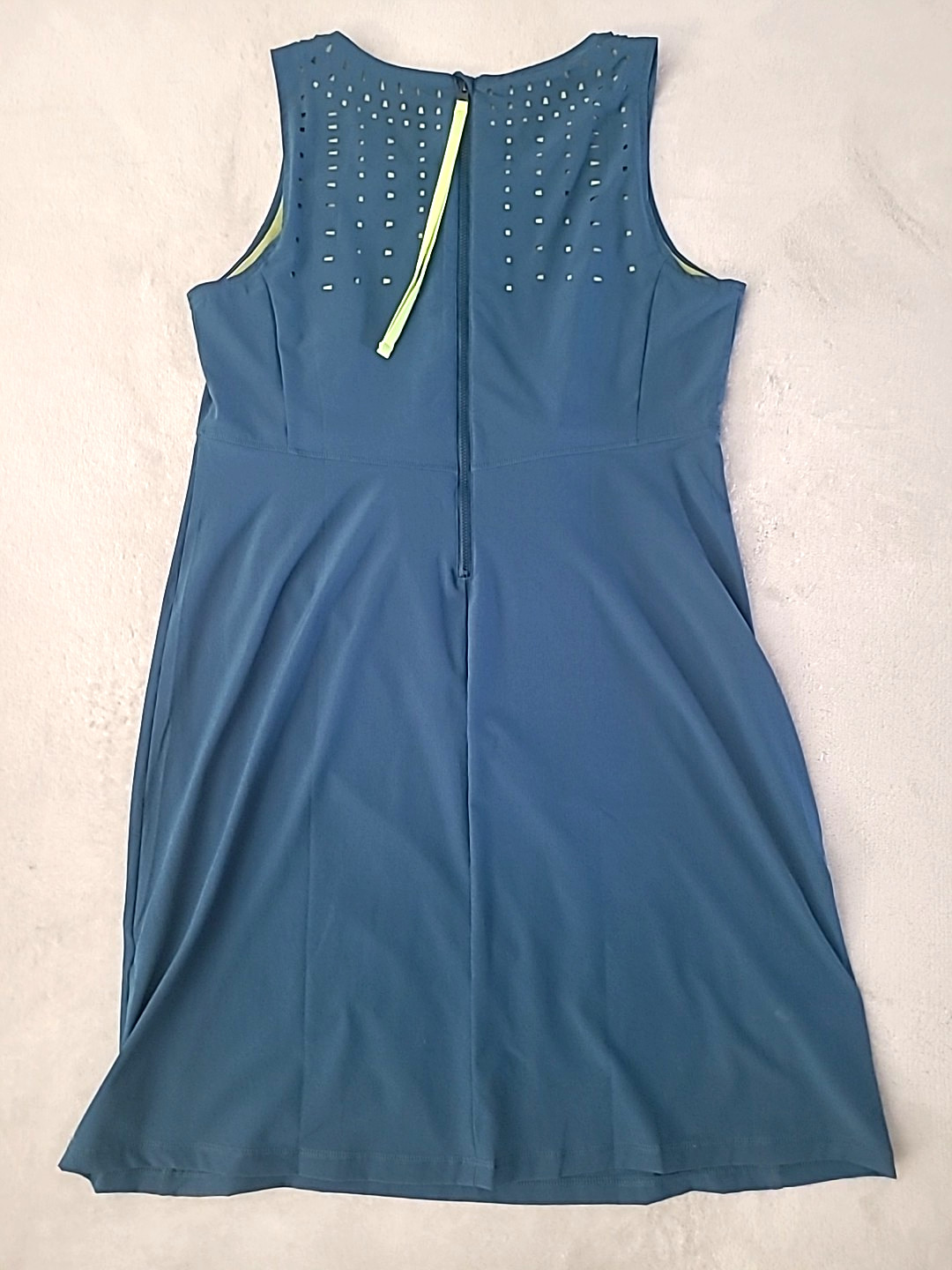 Title Nine Athletic Tank Dress US 10 Blue Stretch Travel Sporty Activewear Zip