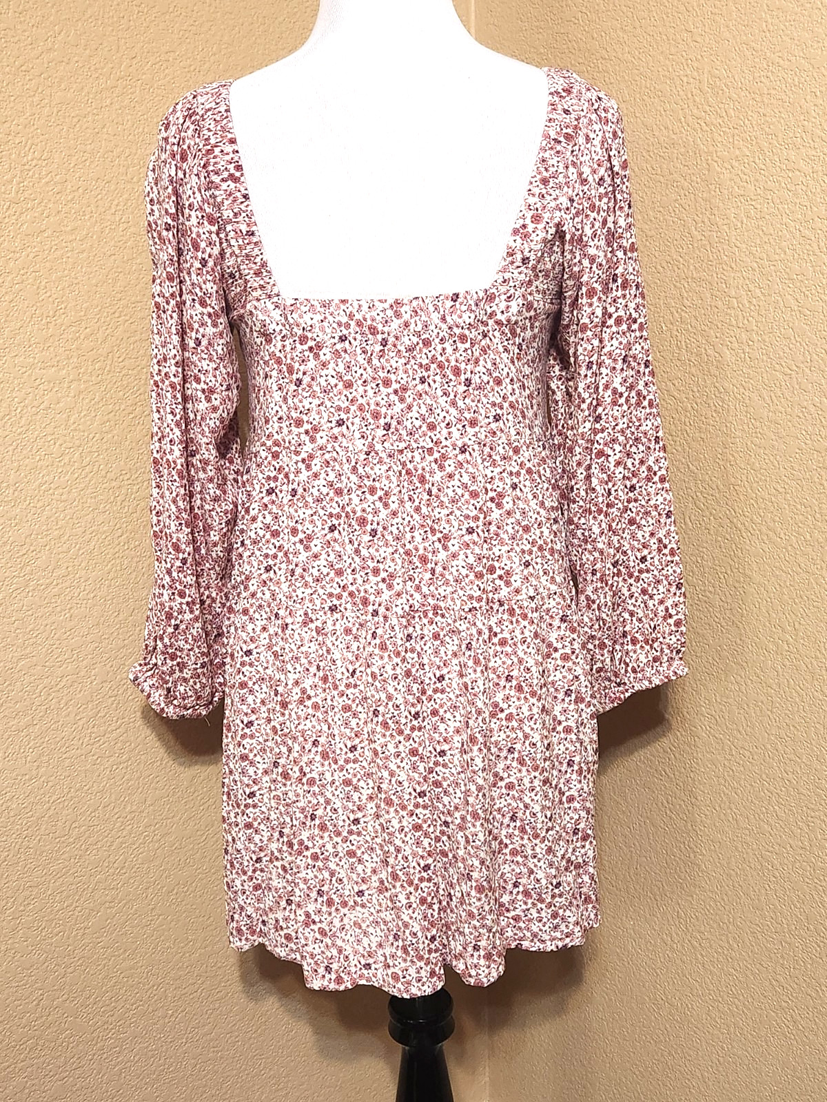 EN CREME U/O Colorful Rayon Floral Boho Cottagecore Babydoll Mini Dress L