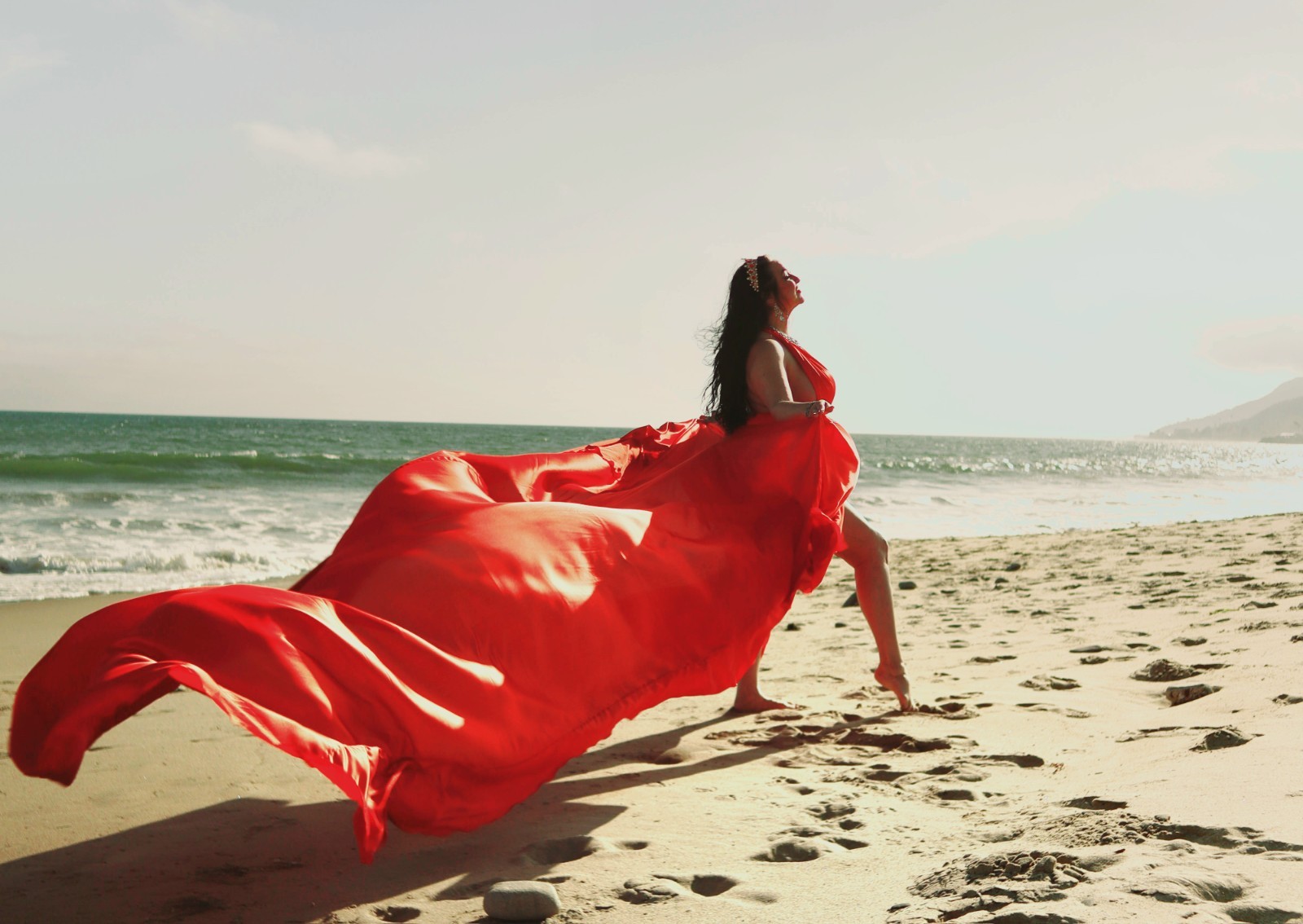 Red Dress With Train Long Flying Dress For Photoshoot Long Flowy Infinity Dress