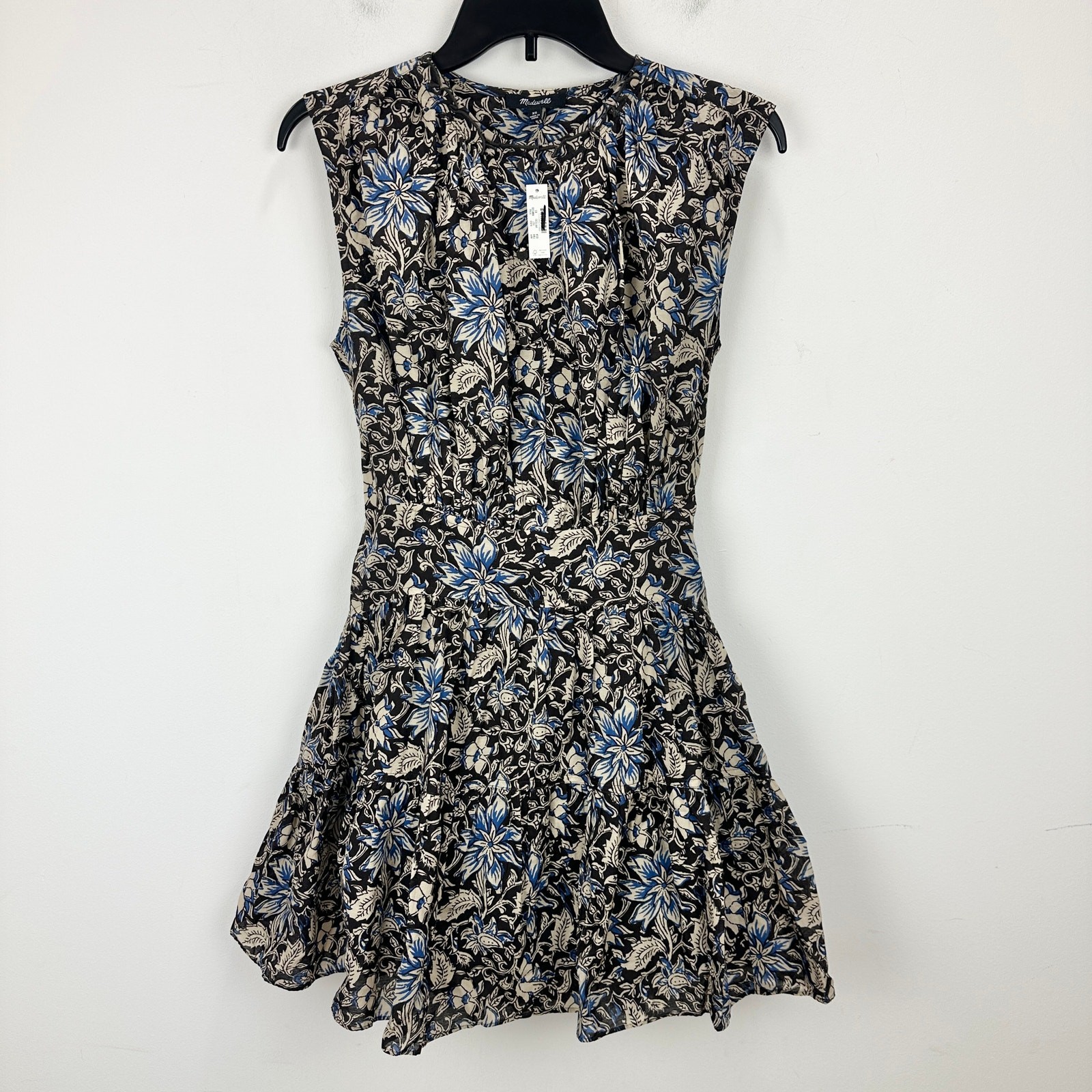 Madewell Gathered Button Front Mini Dress Floral Dark Carob Boho Cottage XS NWT