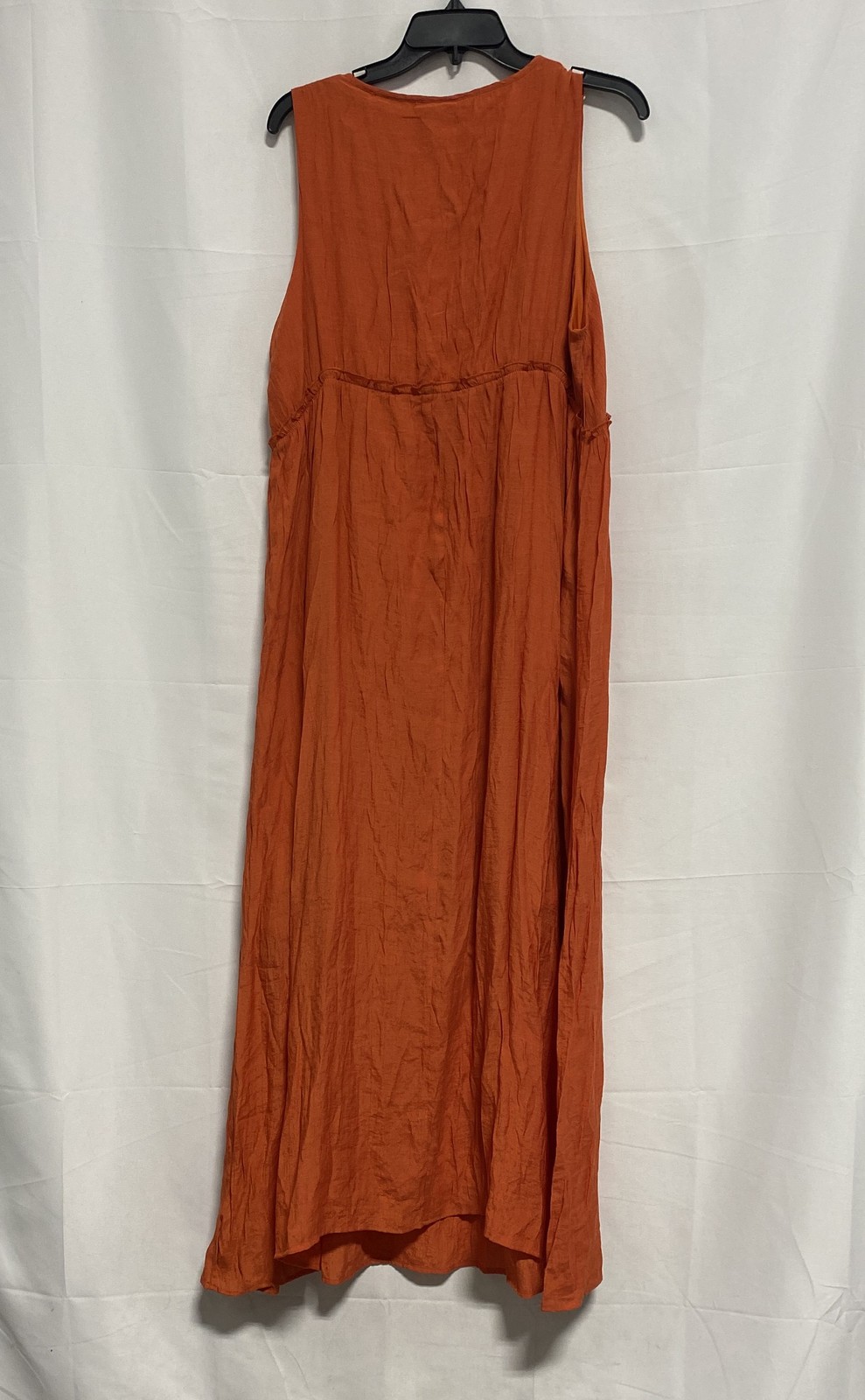 NY Collection Women’s Burnt Orange Crochet V-Neck Crinkle Maxi Dress Sz 2XP NWT