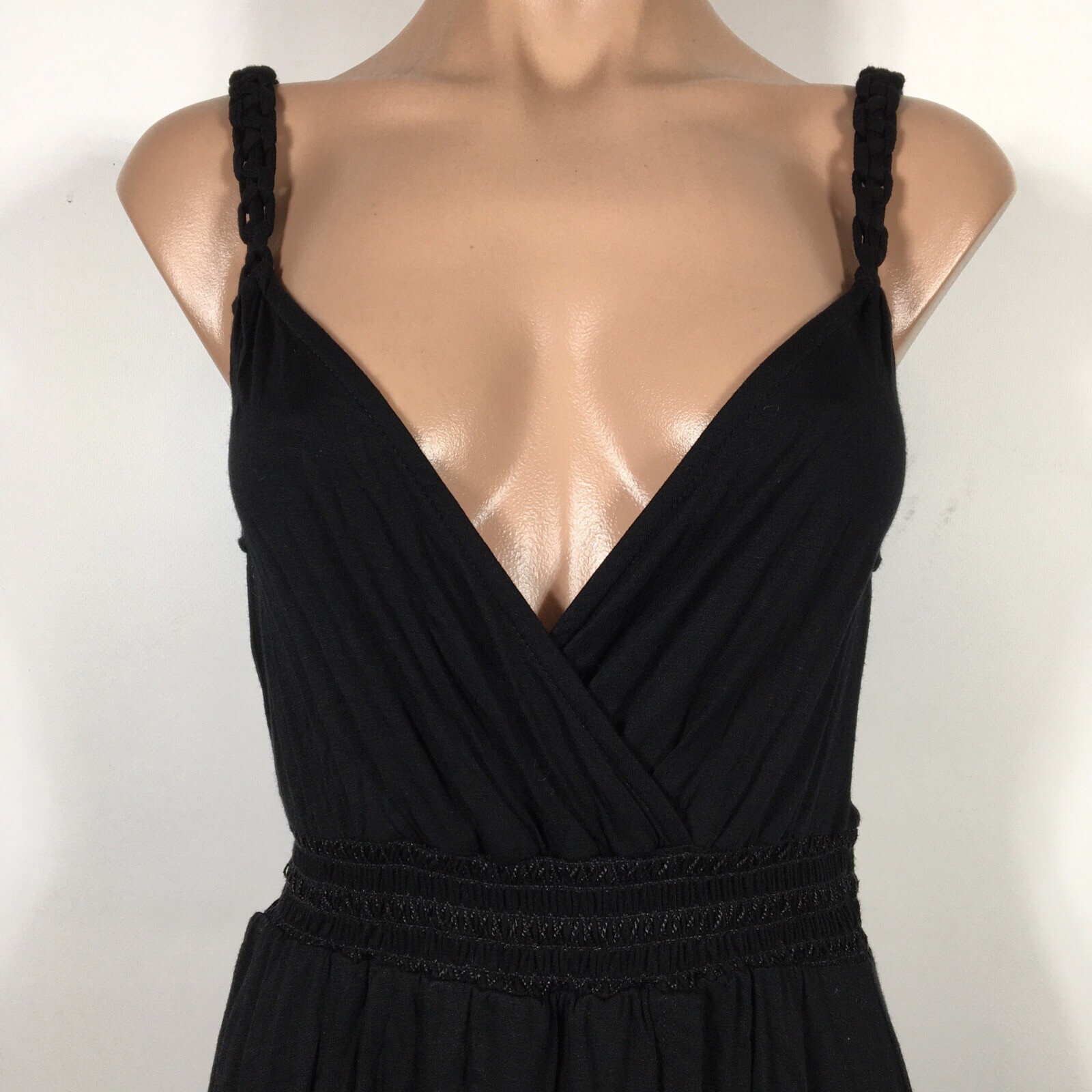 Ella Moss Crossover Braided Knotted Strap Black A-Line Fit Flare Summer Dress XS