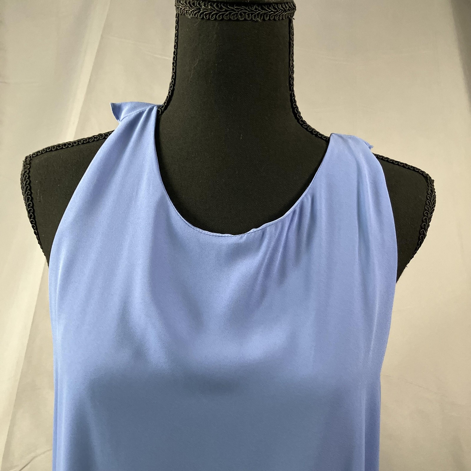 LOFT Tank Dress Womens Large Blue Ruffle Back Sleeveless Shift Mini Party Flowy