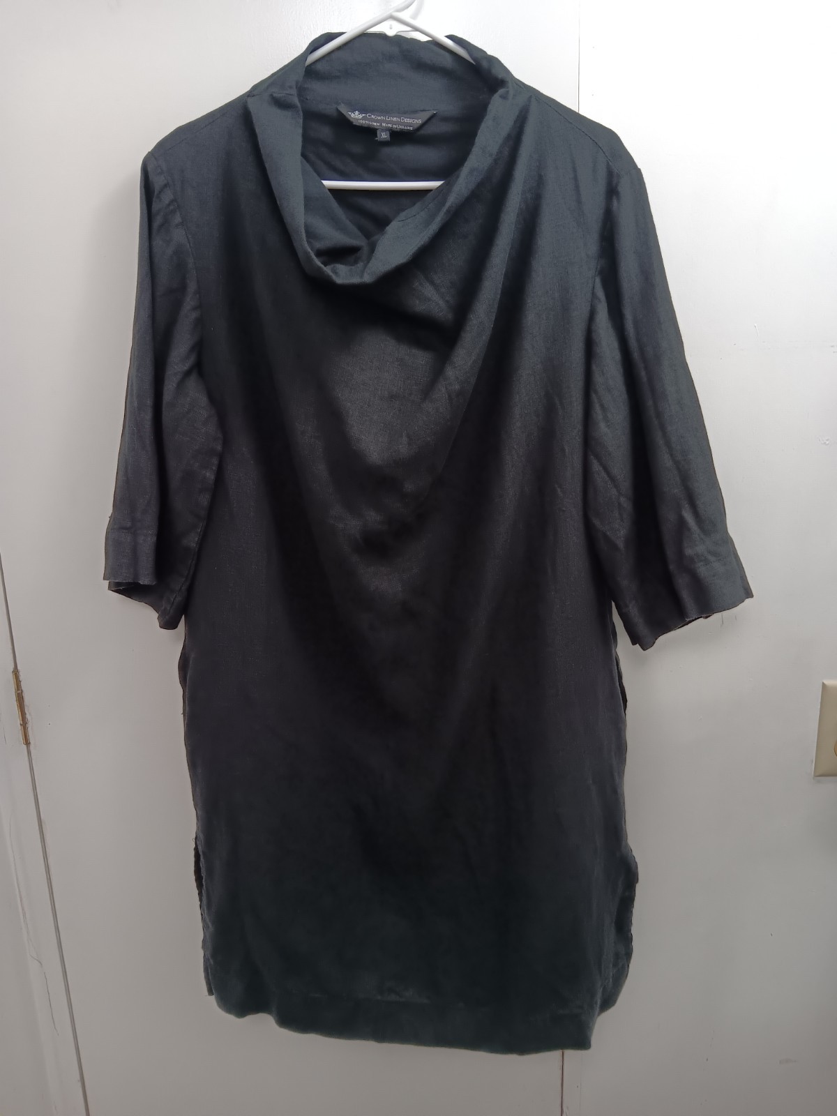 Crown Linen Designs Women’s Pullover Black Linen Dress Black XL Made In Ukraine
