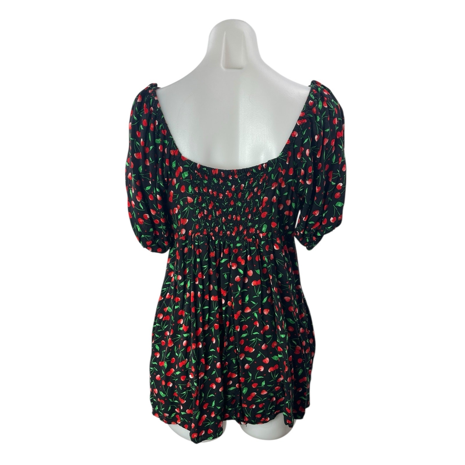 Miss Selfridge Black Cherry Short Puff Sleeve Sweetheart Babydoll Mini Dress 6