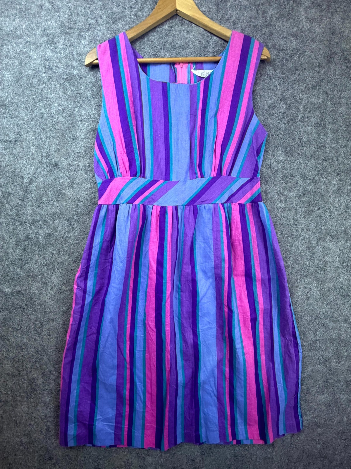 Vintage At Home Wear Dress Women M Blue Purple Pink 80s Dopamine Playful 60s Mod