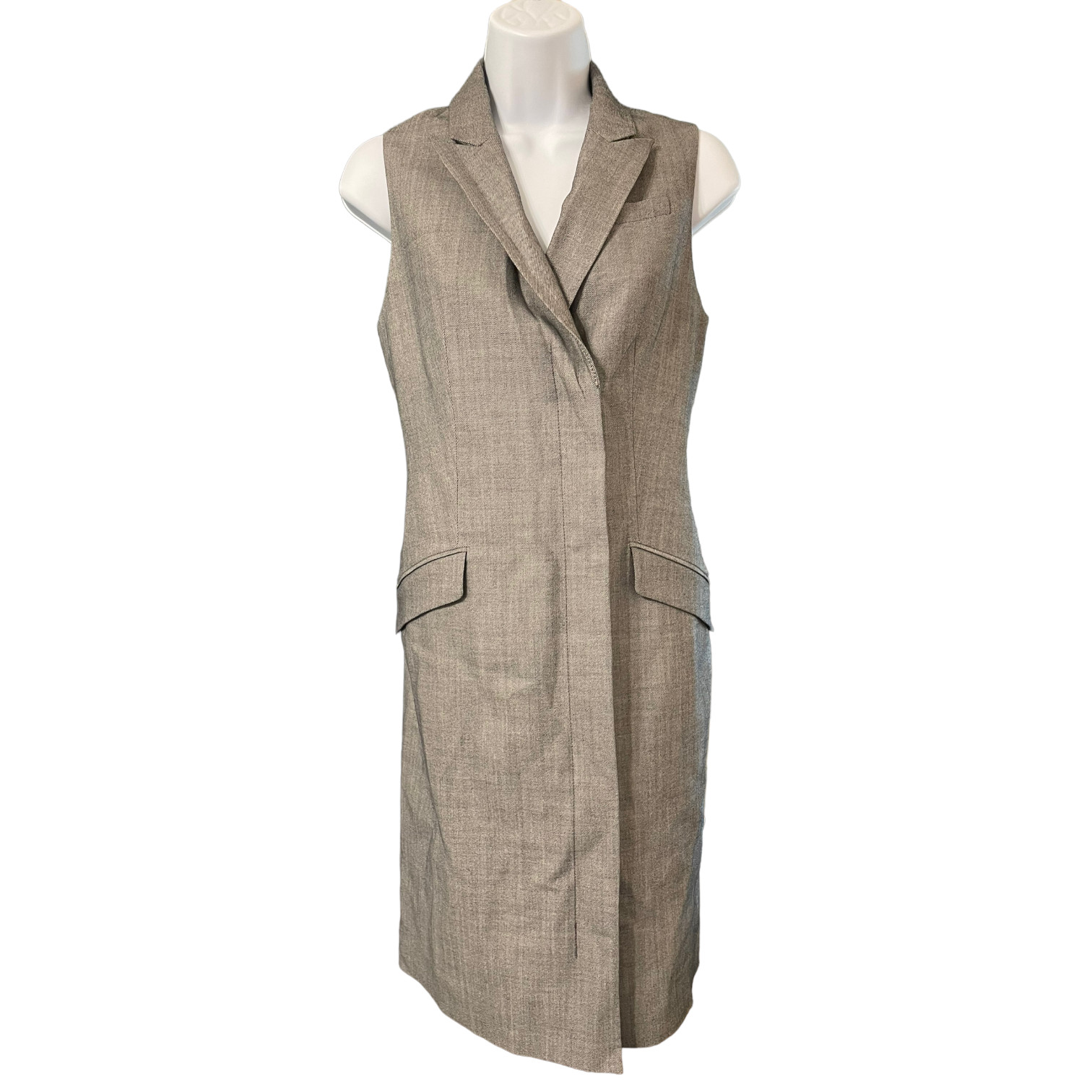 Banana Republic Professional Dress Womens 4P Sleeveless V-Neck Button Up Pockets