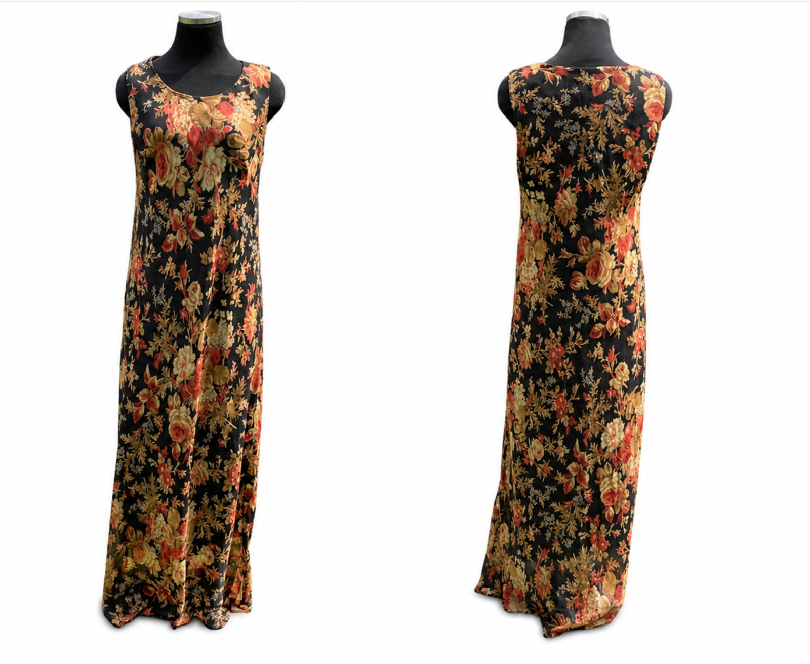 Y2K Vtg Floral Maxi Dress M Tall Sheer Overlay Whimsigoth Romantic Fairy Grunge