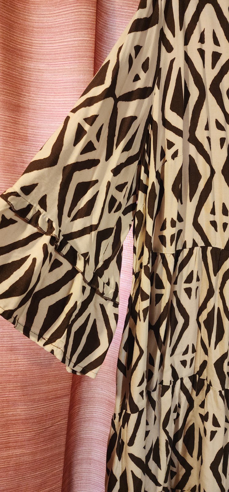 Print 2X Plus Tiered Dress 3/4 Flutter Sleeve ** WORN ONCE** By MLLE GABRIELLE