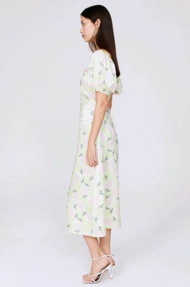 Mother’s Day Ted Baker Summer Ledaah Puff Sleeve Midi Lilac Tea Dress NWT Womens