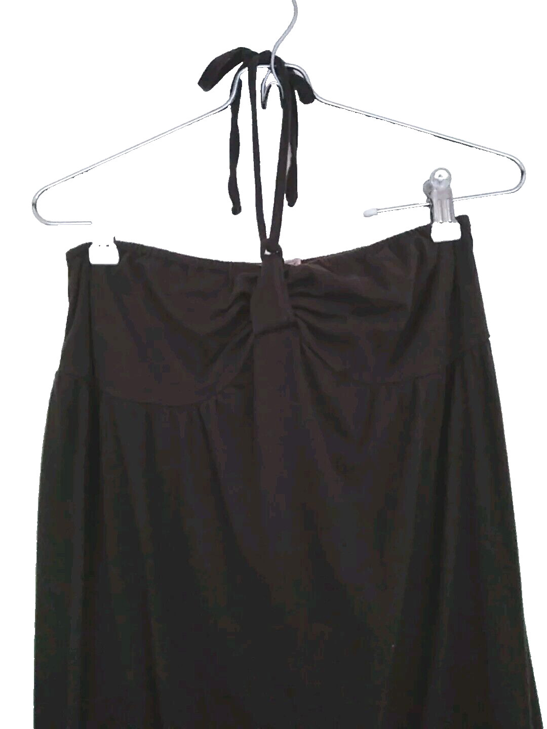 Decree Sundress Womens Size Medium Halter Tie Top Maxi Dress Brown Cotton Boho