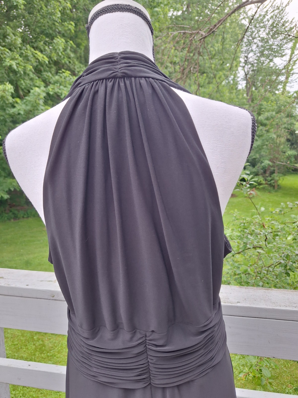 Evan-Picone Halter Dress Black Size 16 V-neck Polyester Blend Excellent
