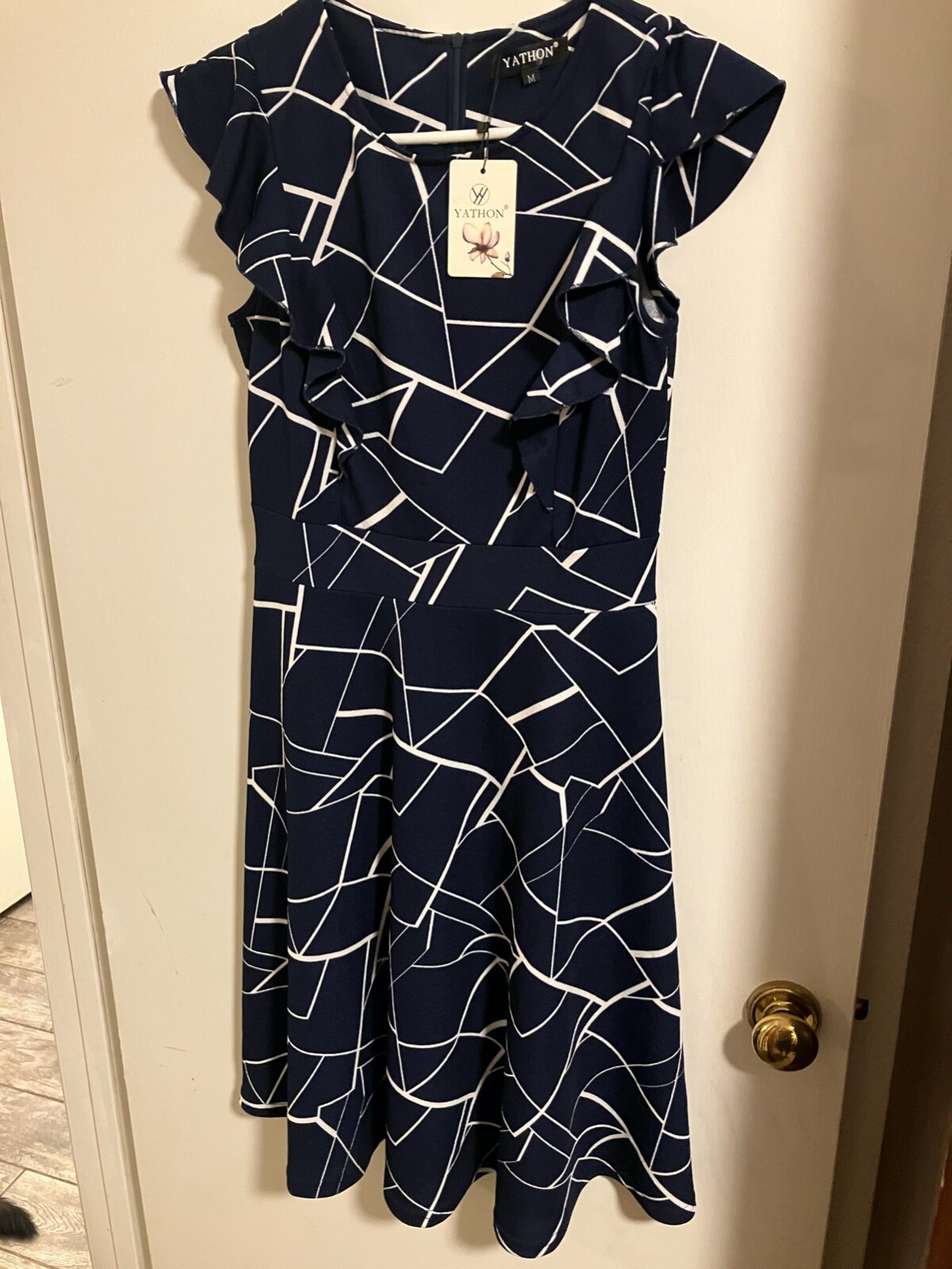Yathon Womens Vintage Pleated Dress Size M Black